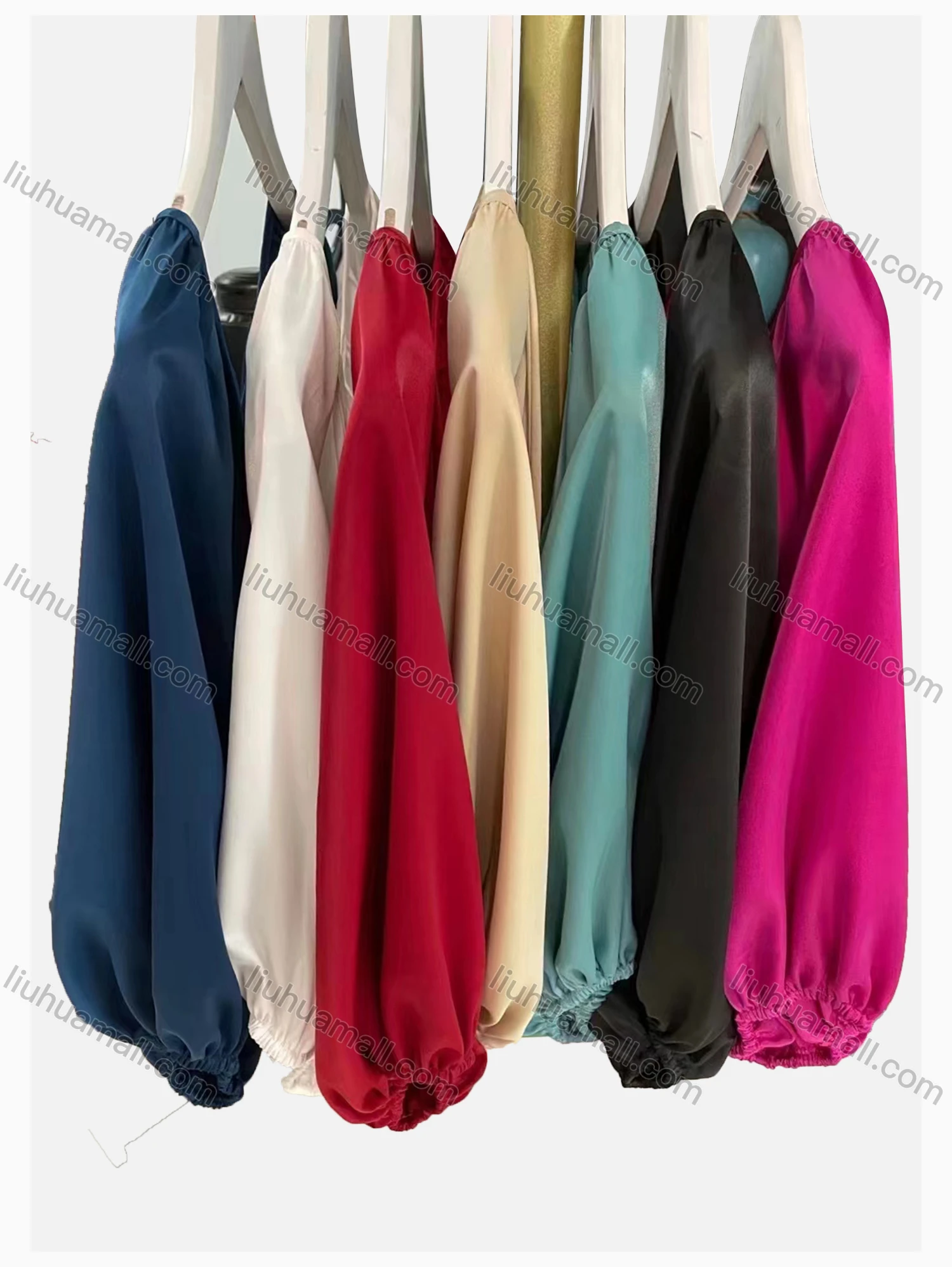 Wholesale Women's Casual V Neck Puff Sleeve Button Decor Plain Top - Liuhuamall