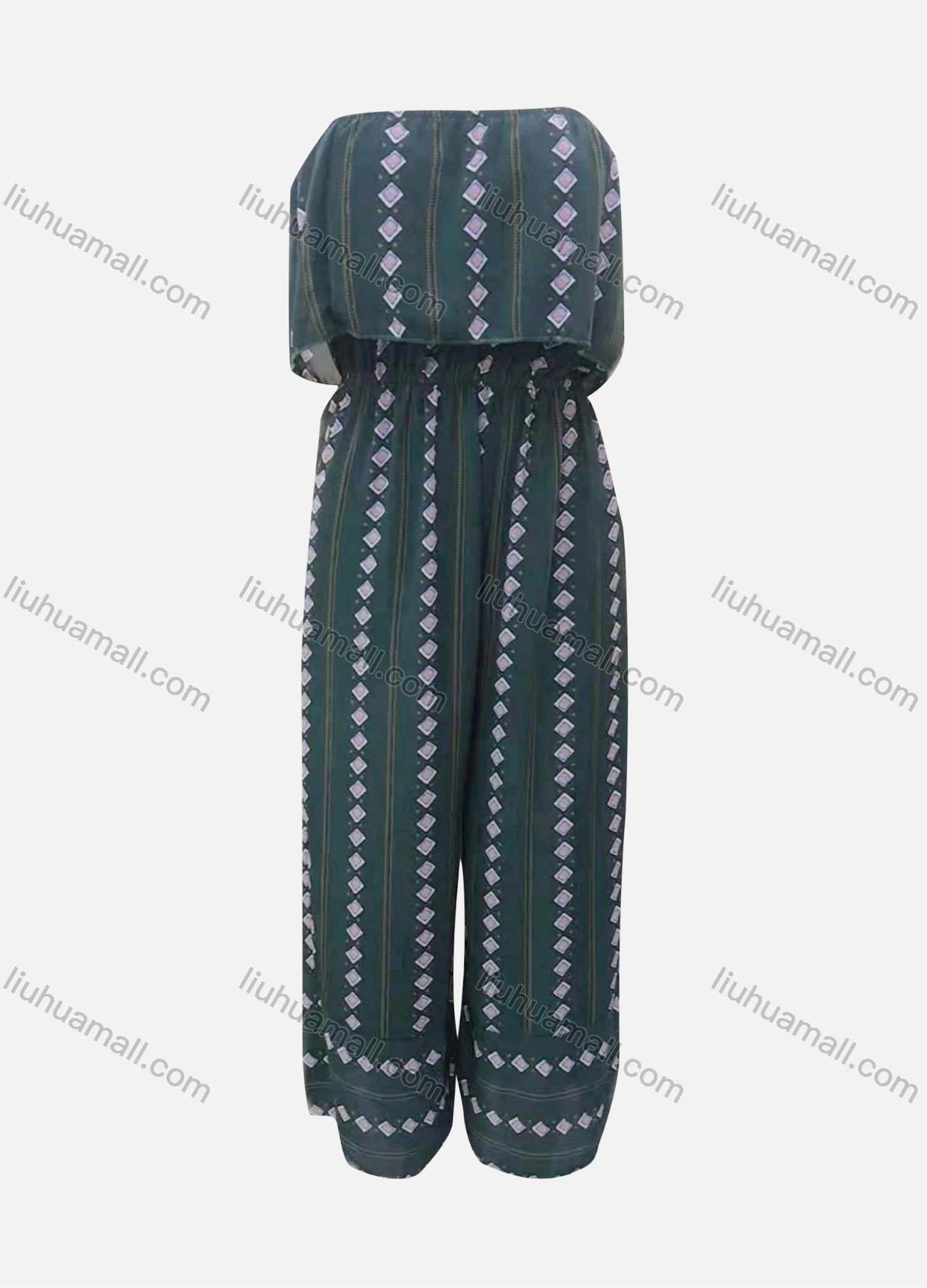Wholesale Women's Casual Off Shoulder Mesh Loose Fit Wide Leg Jumpsuit - Liuhuamall