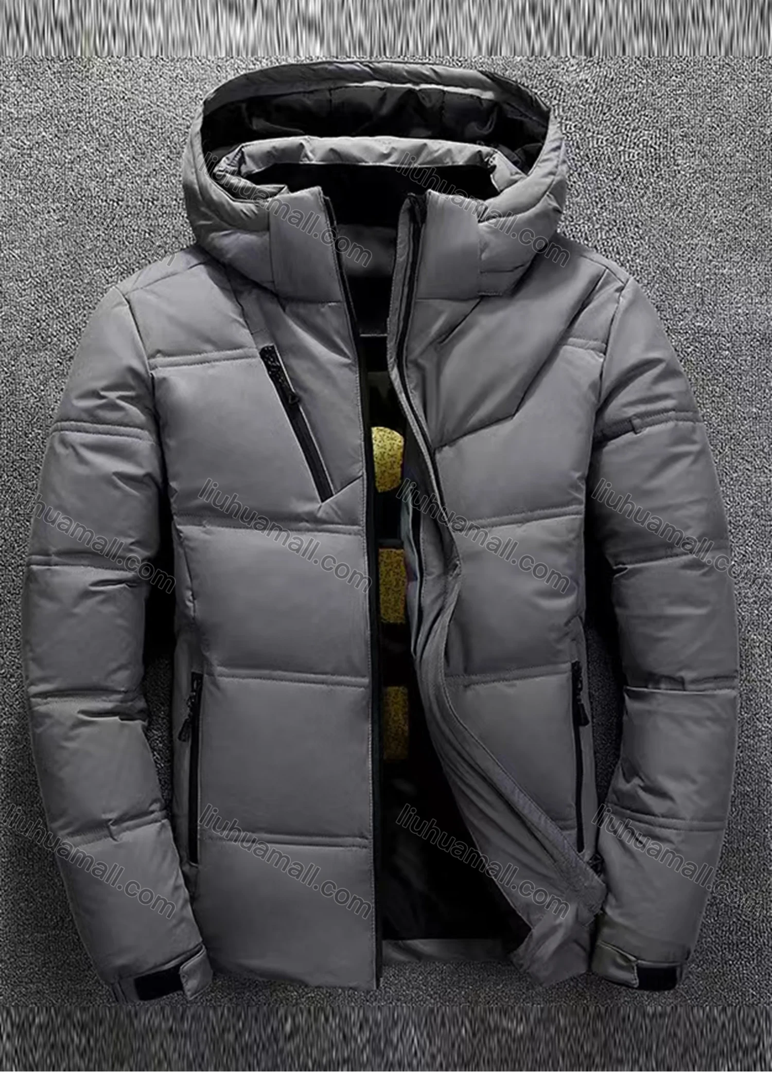 Wholesale Men's Casual Hooded Long Sleeve Thermal Lined Plain Puffer Jacket - Liuhuamall