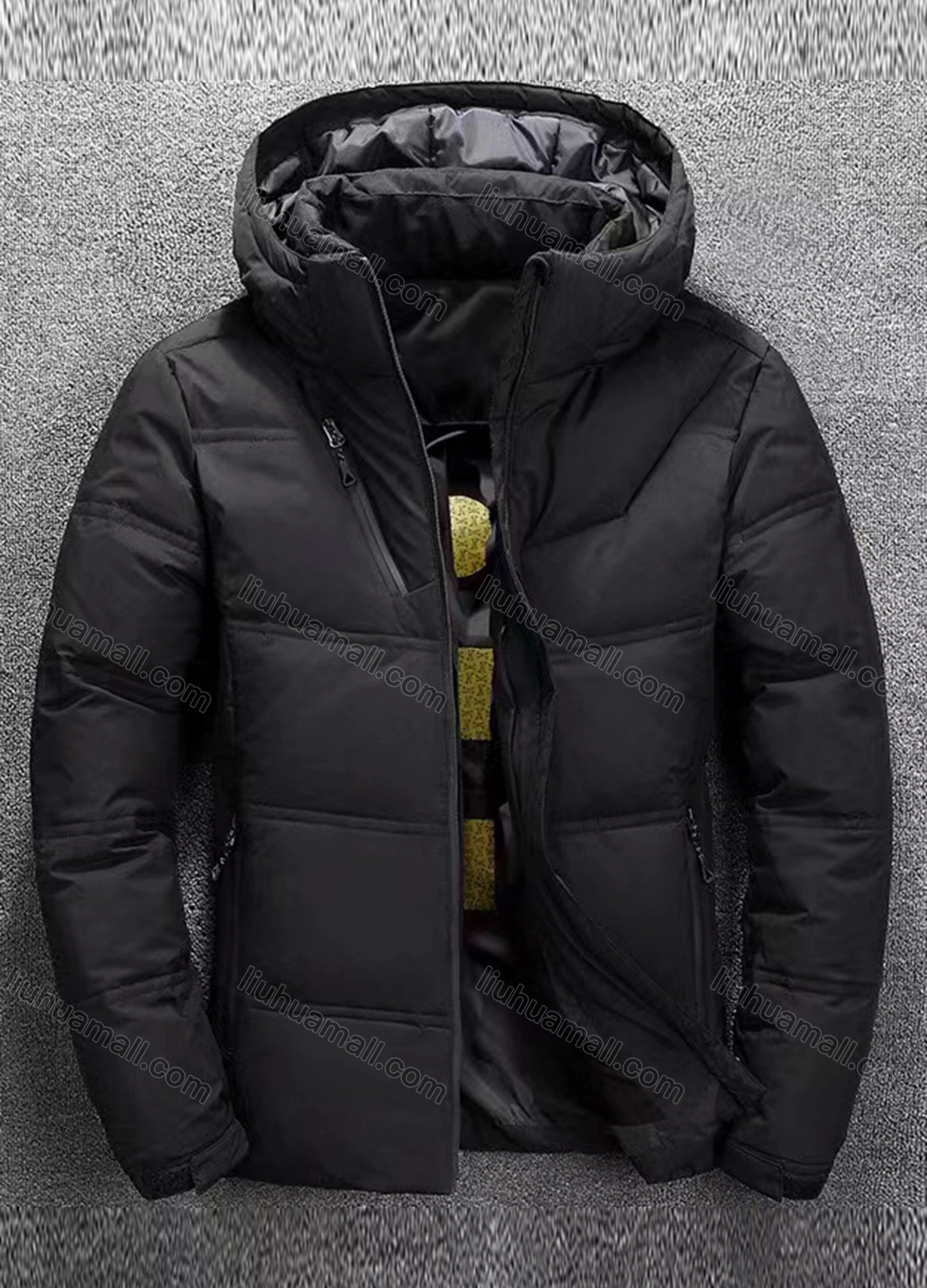 Wholesale Men's Casual Hooded Long Sleeve Thermal Lined Plain Puffer Jacket - Liuhuamall