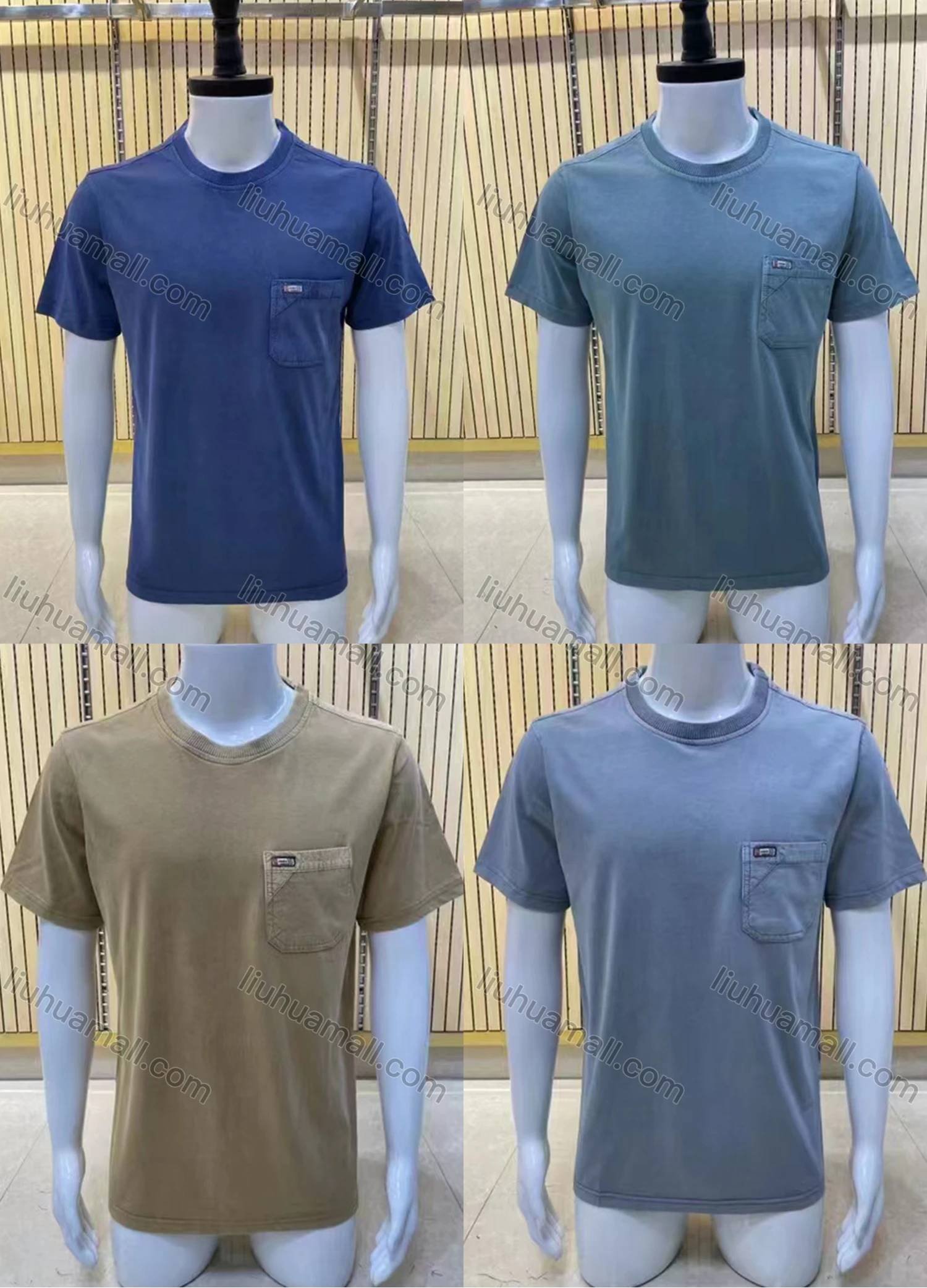 Wholesale Men's Casual Crew Neck Short Sleeve Distressed Plain T-shirts - Liuhuamall