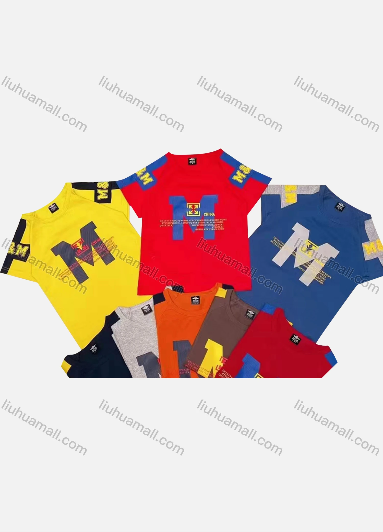 Wholesale Boys Casual Crew Neck Short Sleeve Colorblock Letter Graphic T-shirts - Liuhuamall