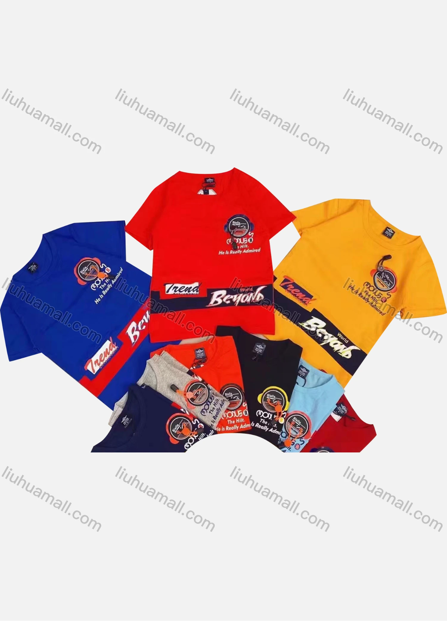 Wholesale Boys Casual Crew Neck Short Sleeve Letter Graphic T-shirts - Liuhuamall