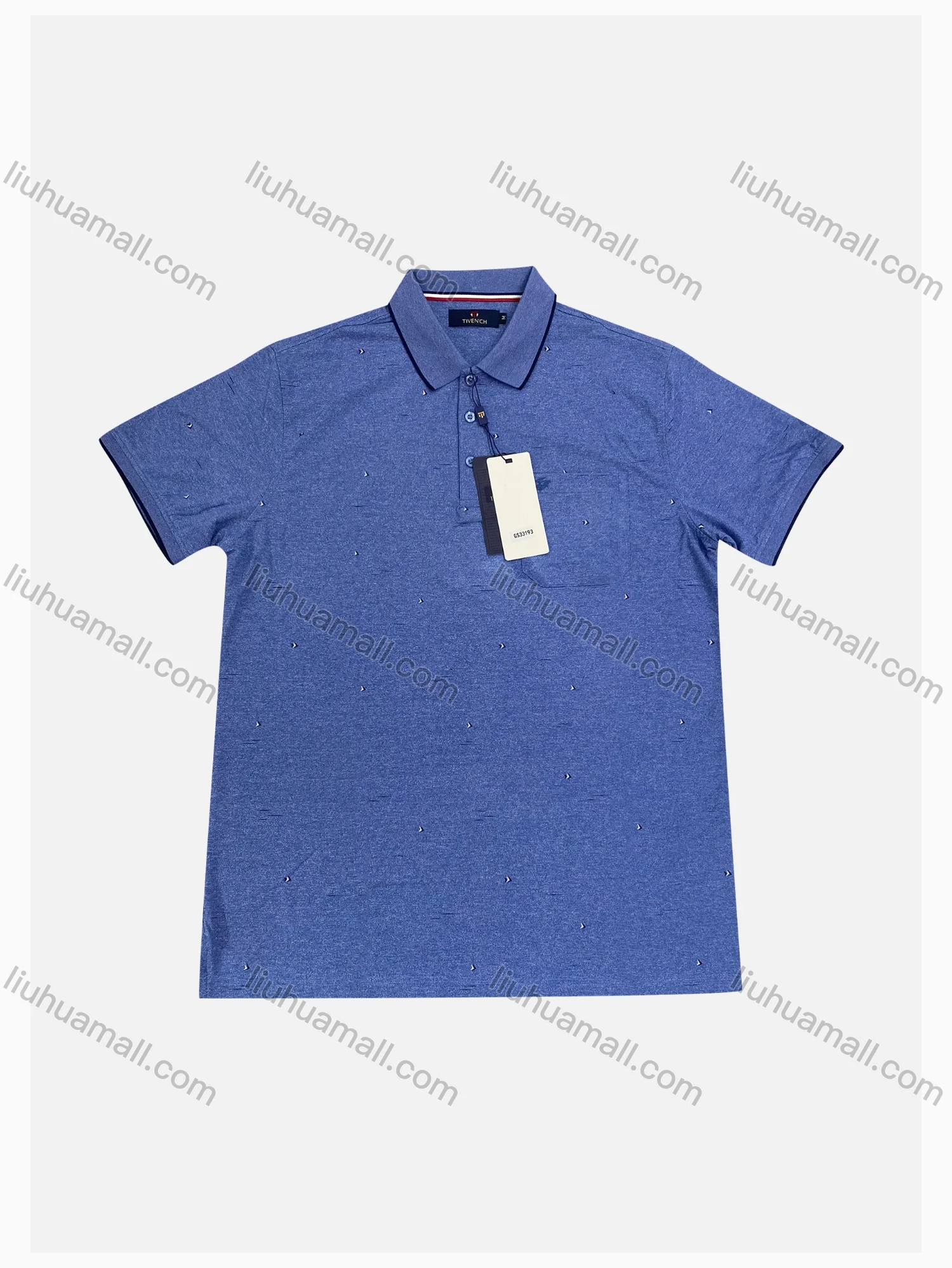 Wholesale Men's Casual Allover Print Short Sleeve Patch Pocket Polo Shirts - Liuhuamall