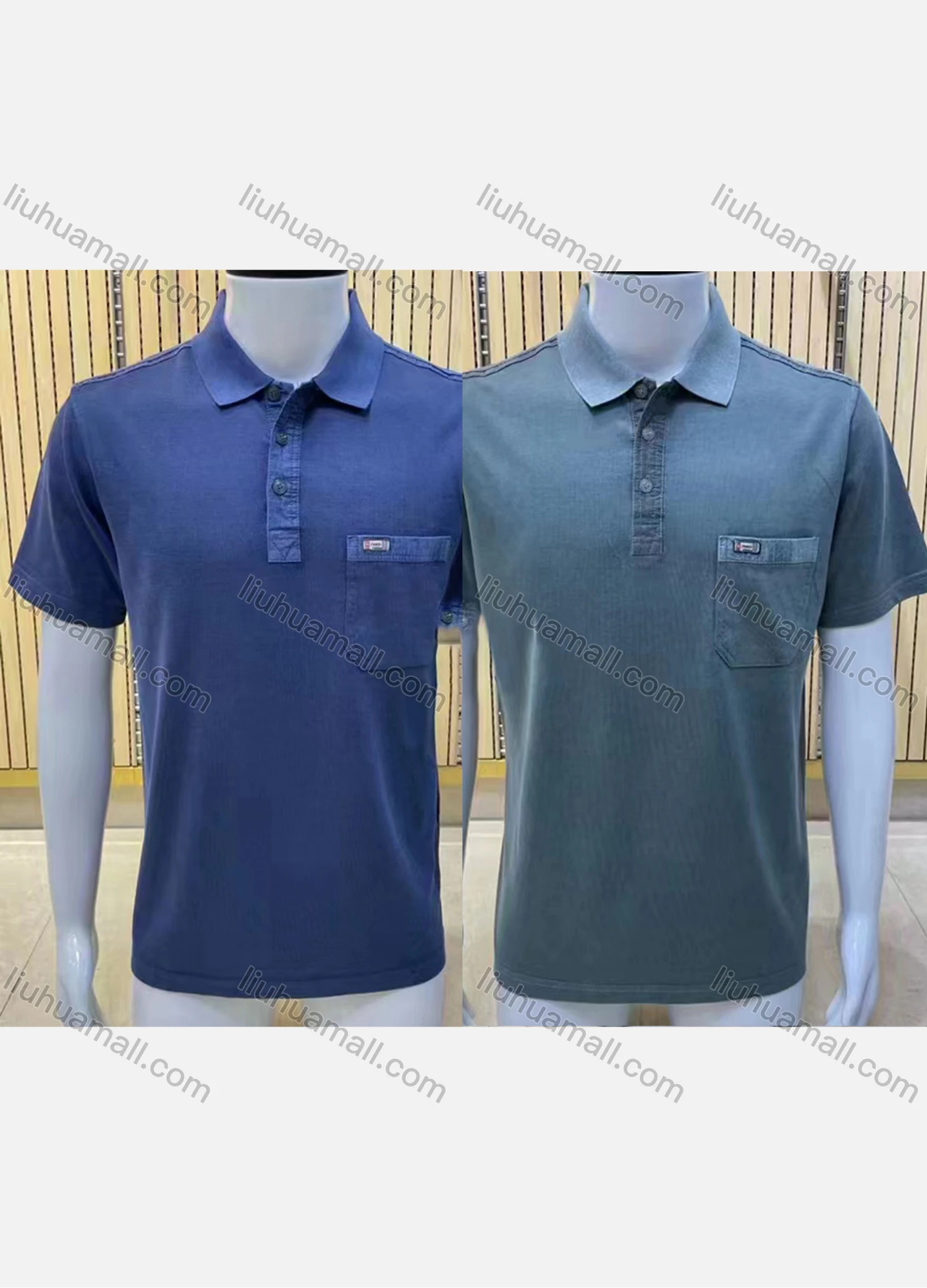 Wholesale Men's Casual Short Sleeve Button Front Plain Polo Shirts - Liuhuamall