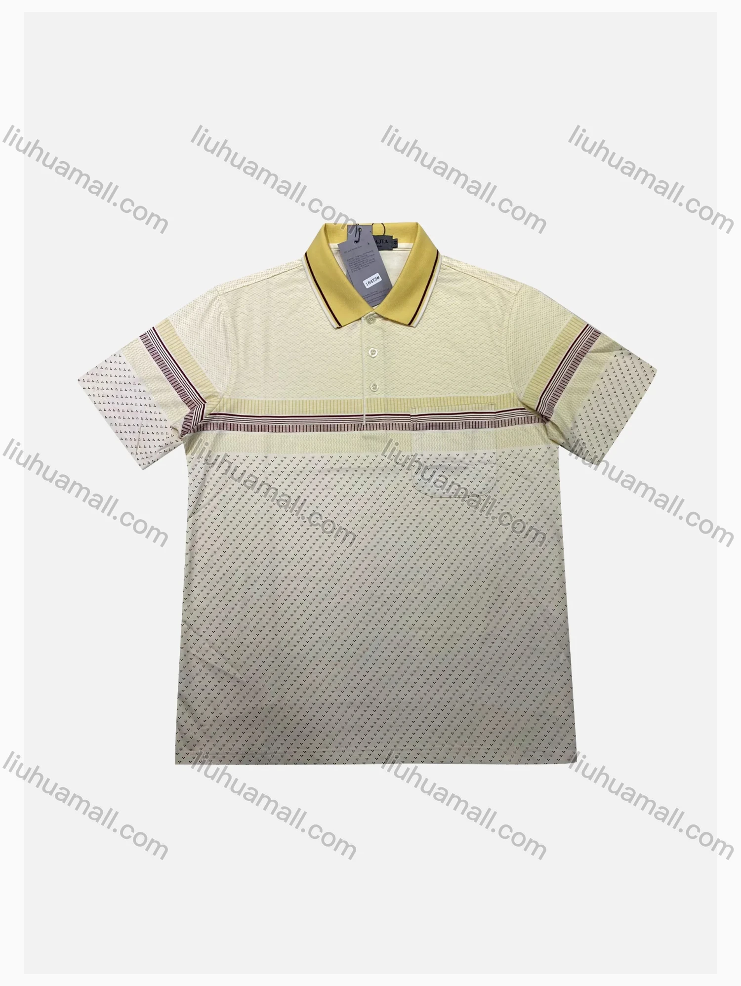 Wholesale Men's Casual Striped Allover Print Short Sleeve Patch Pocket Polo Shirts - Liuhuamall