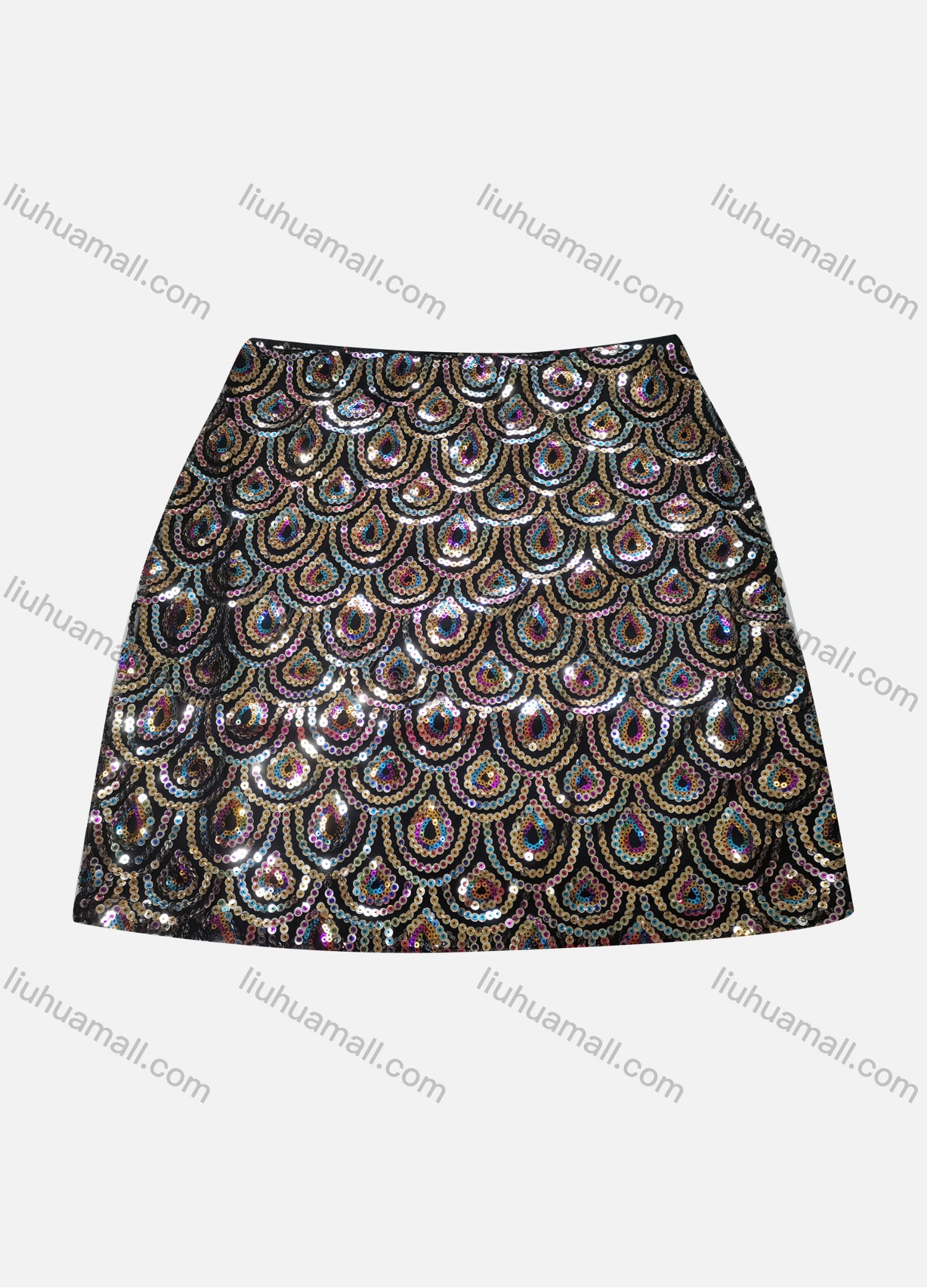 Wholesale Women's Vintage Folkloric Elastic Waist Sequin A-Line Skirt - Liuhuamall