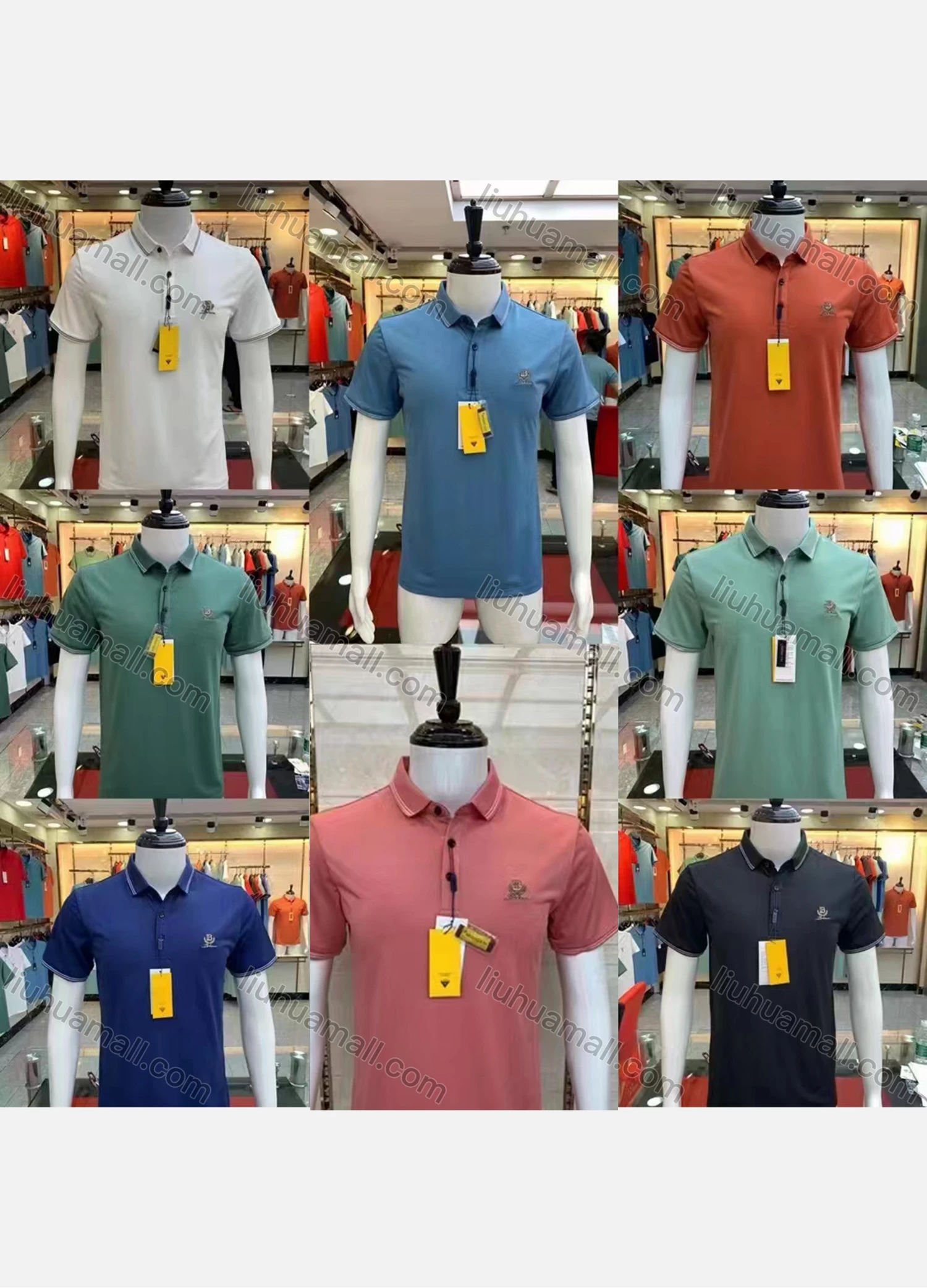 Wholesale Men's Casual Short Sleeve Embroidery Label Button Front Polo Shirts - Liuhuamall