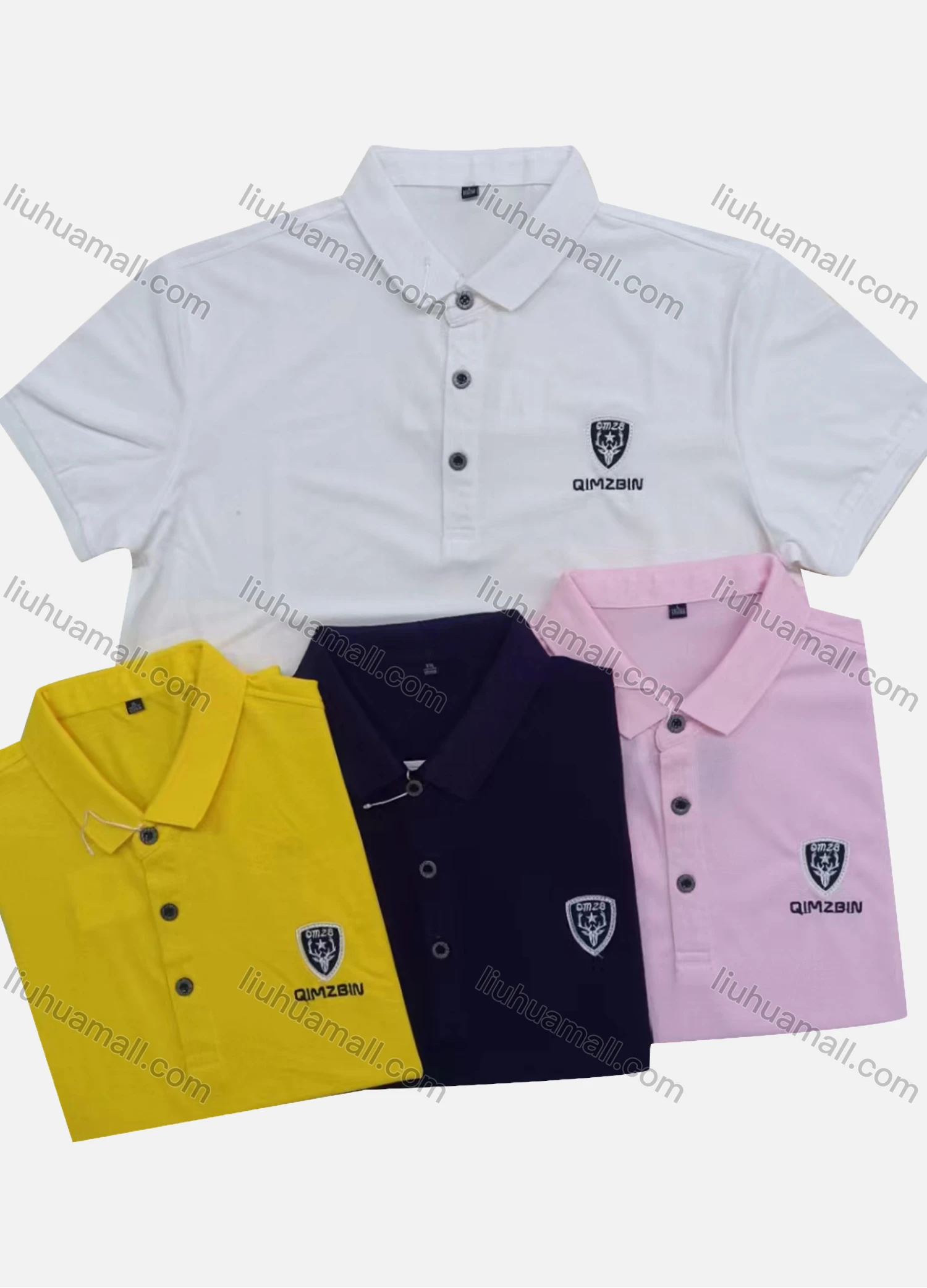 Wholesale Men's Casual Short Sleeve Embroidery Label Button Front Polo Shirts - Liuhuamall