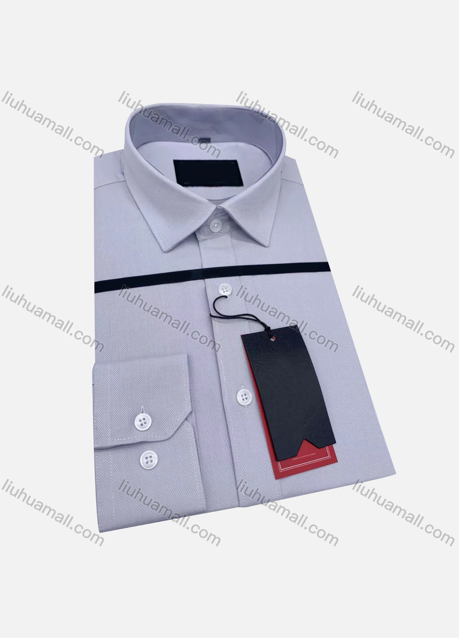 Wholesale Men's Casual Collared Long Sleeve Plain 100%Cotton Shirt - Liuhuamall