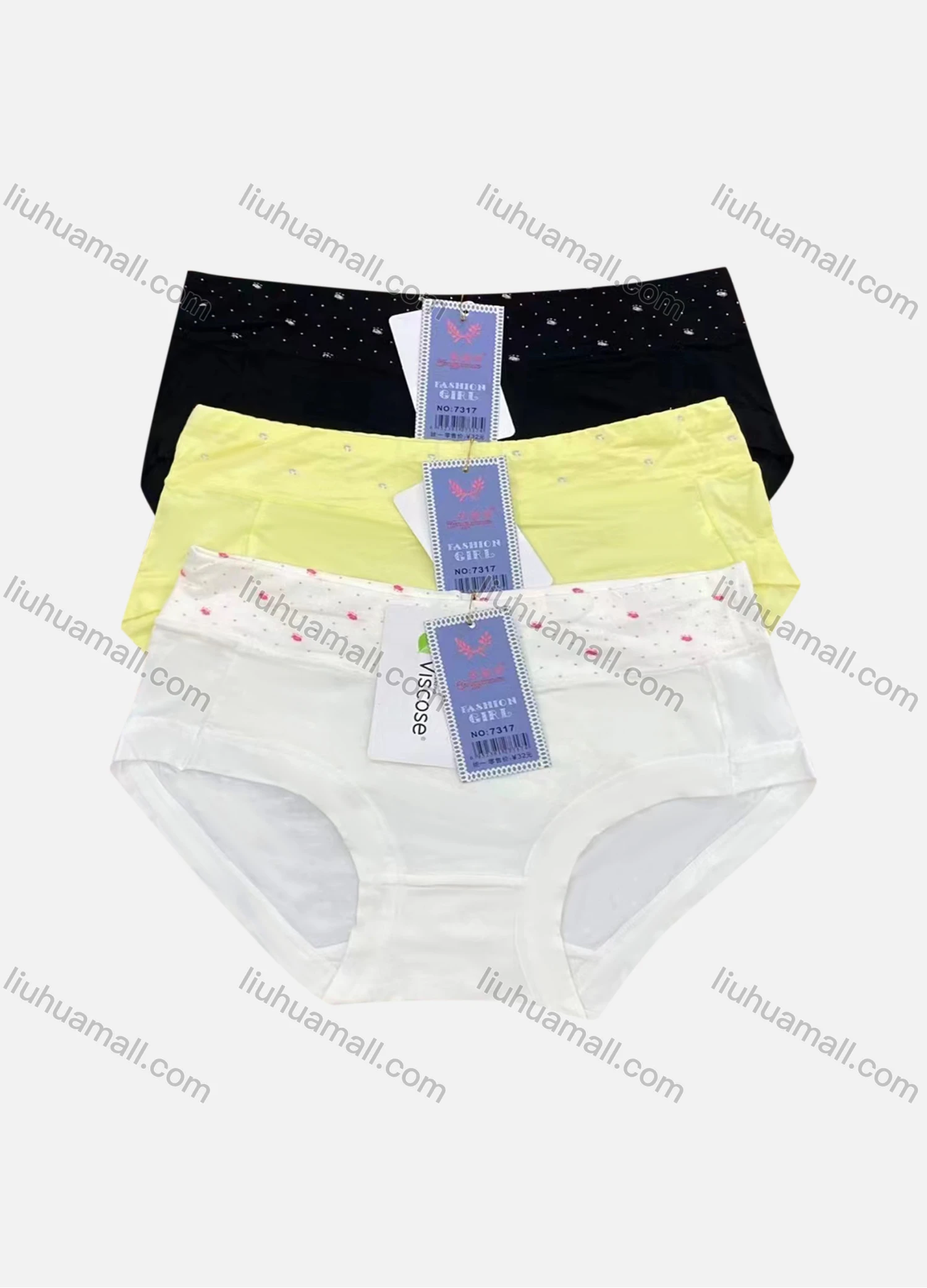 Wholesale Women's Comfy Breathable High Waist Allover Print Splicing Plain Brief - Liuhuamall