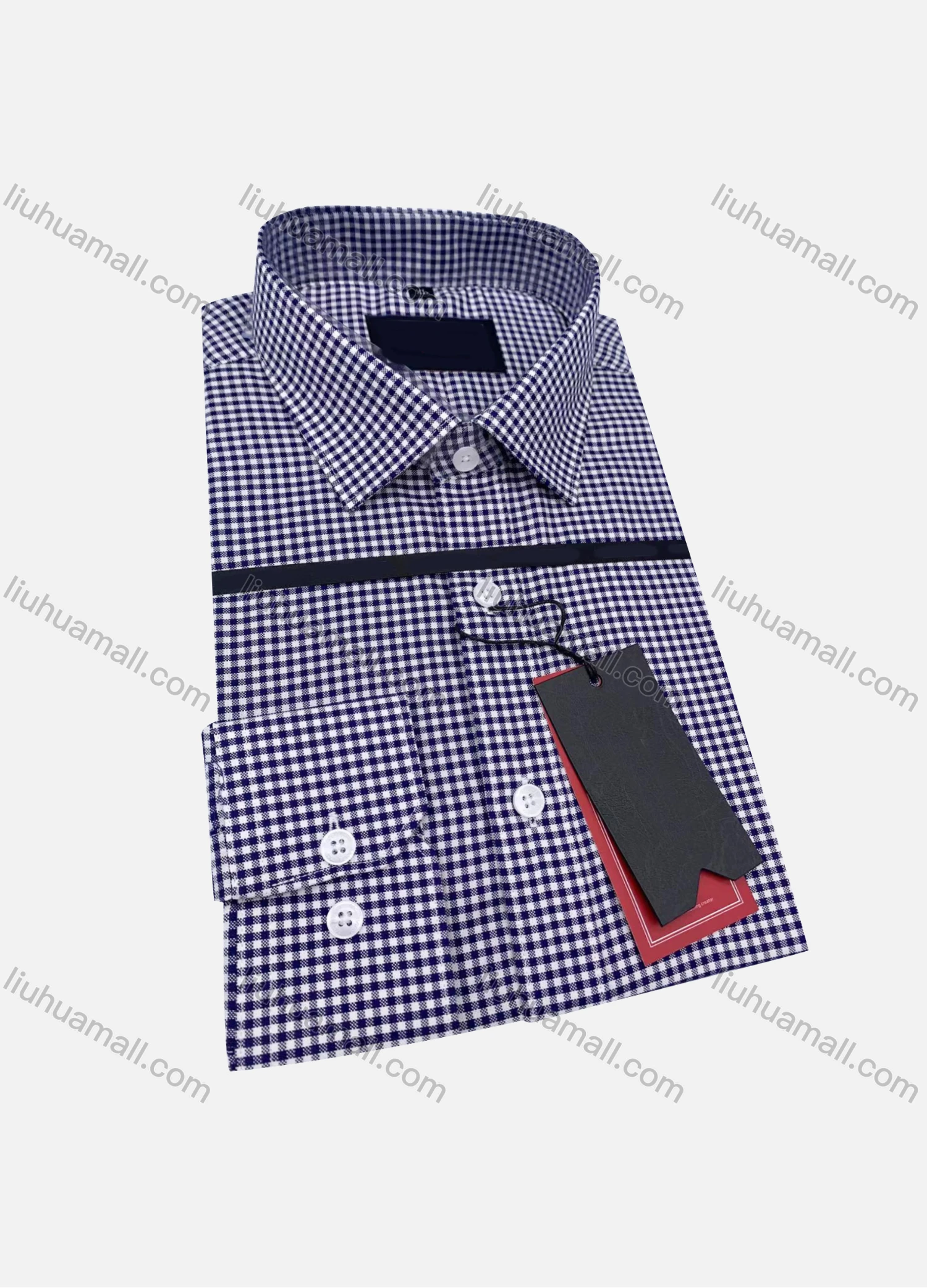 Wholesale Men's Casual Collared Long Sleeve Plaid Print 100%Cotton Shirt - Liuhuamall