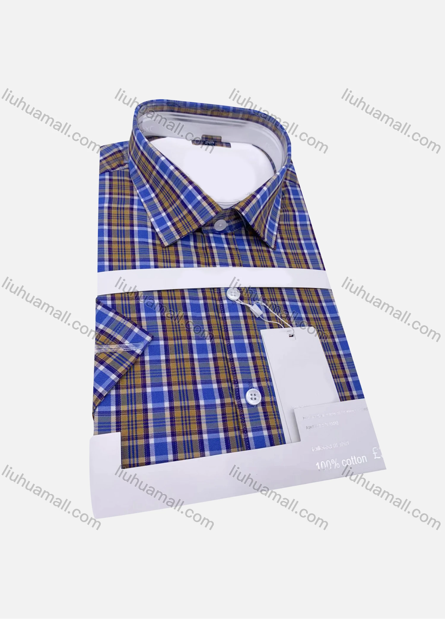 Wholesale Men's Casual Collared Long Sleeve Plaid Print 100%Cotton Shirt - Liuhuamall