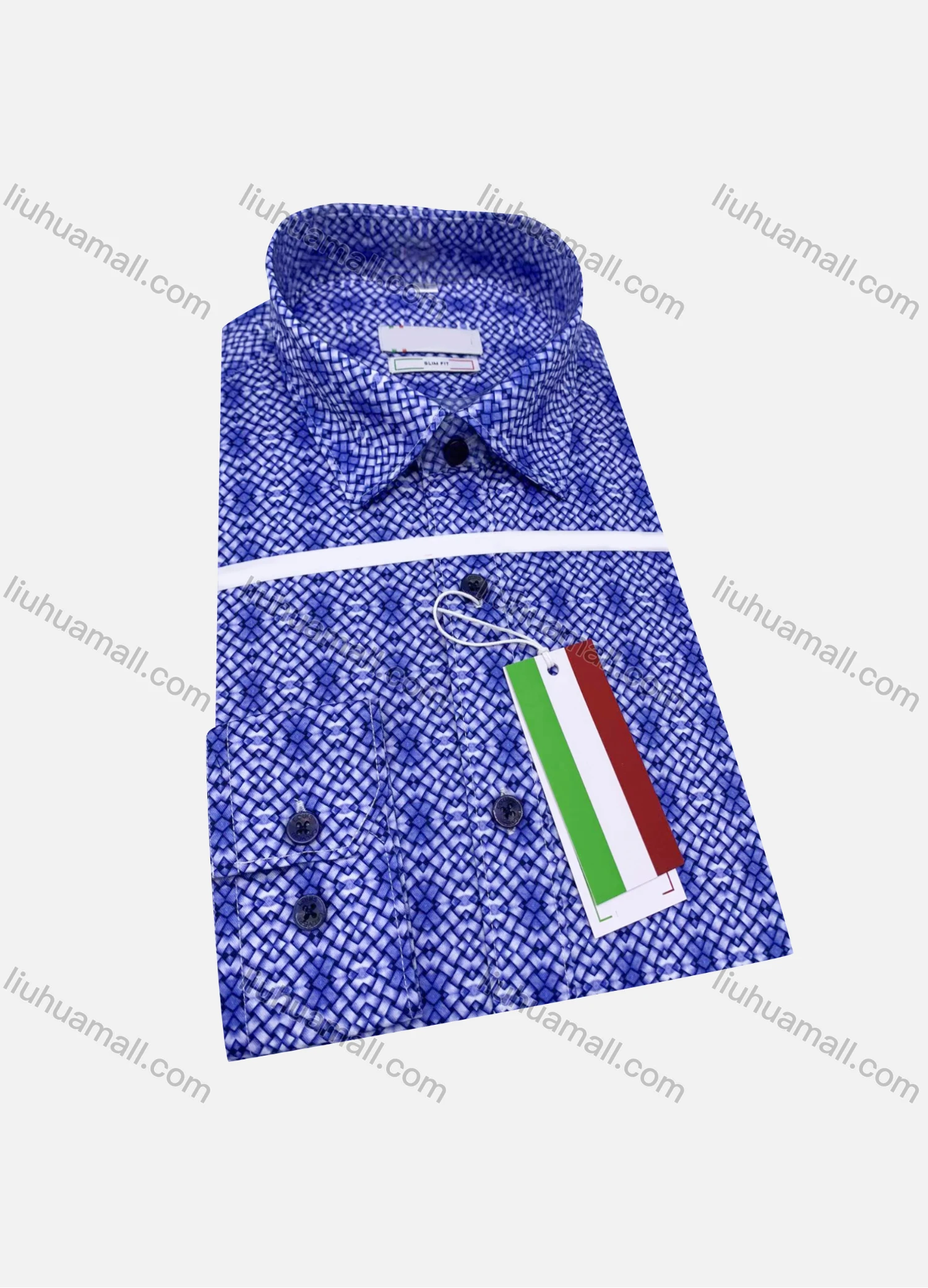 Wholesale Men's Casual Collared Long Sleeve Allover Print 100%Cotton Shirt - Liuhuamall