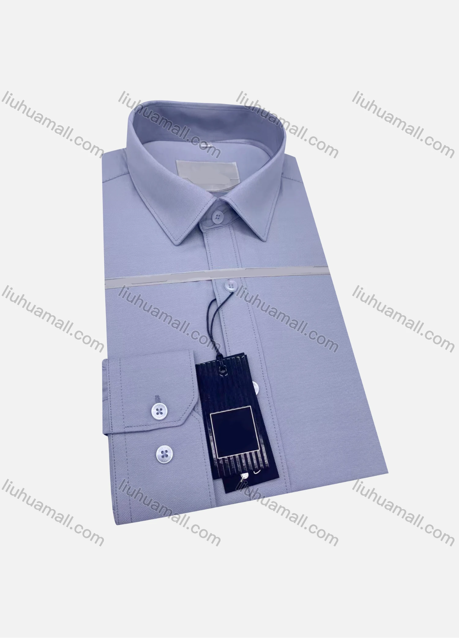 Wholesale Men's Casual Collared Long Sleeve Plain 100%Cotton Shirt - Liuhuamall