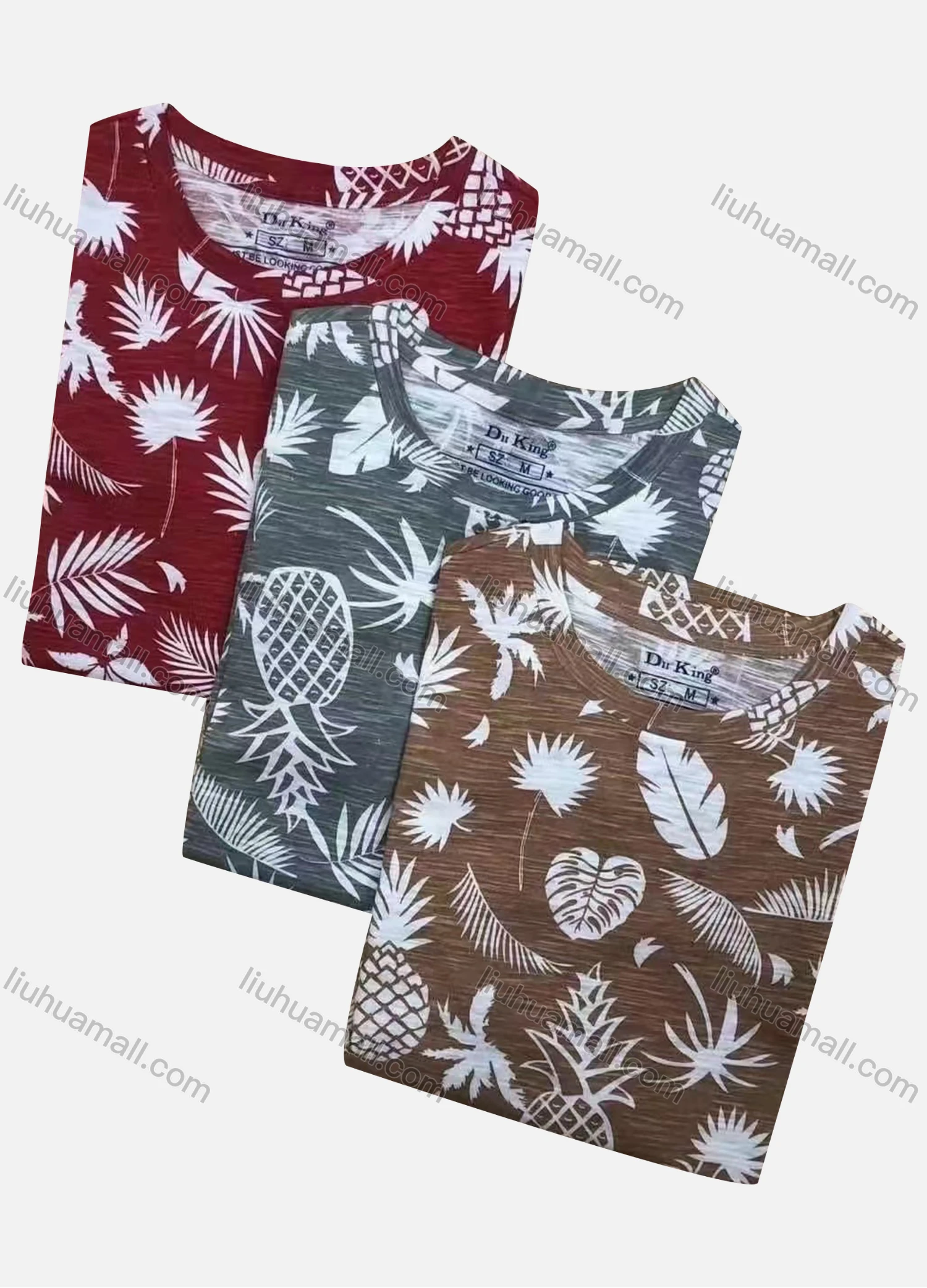 Wholesale Men's Casual Allover Print Round Neck Short Sleeve 100% Cotton Tee - Liuhuamall