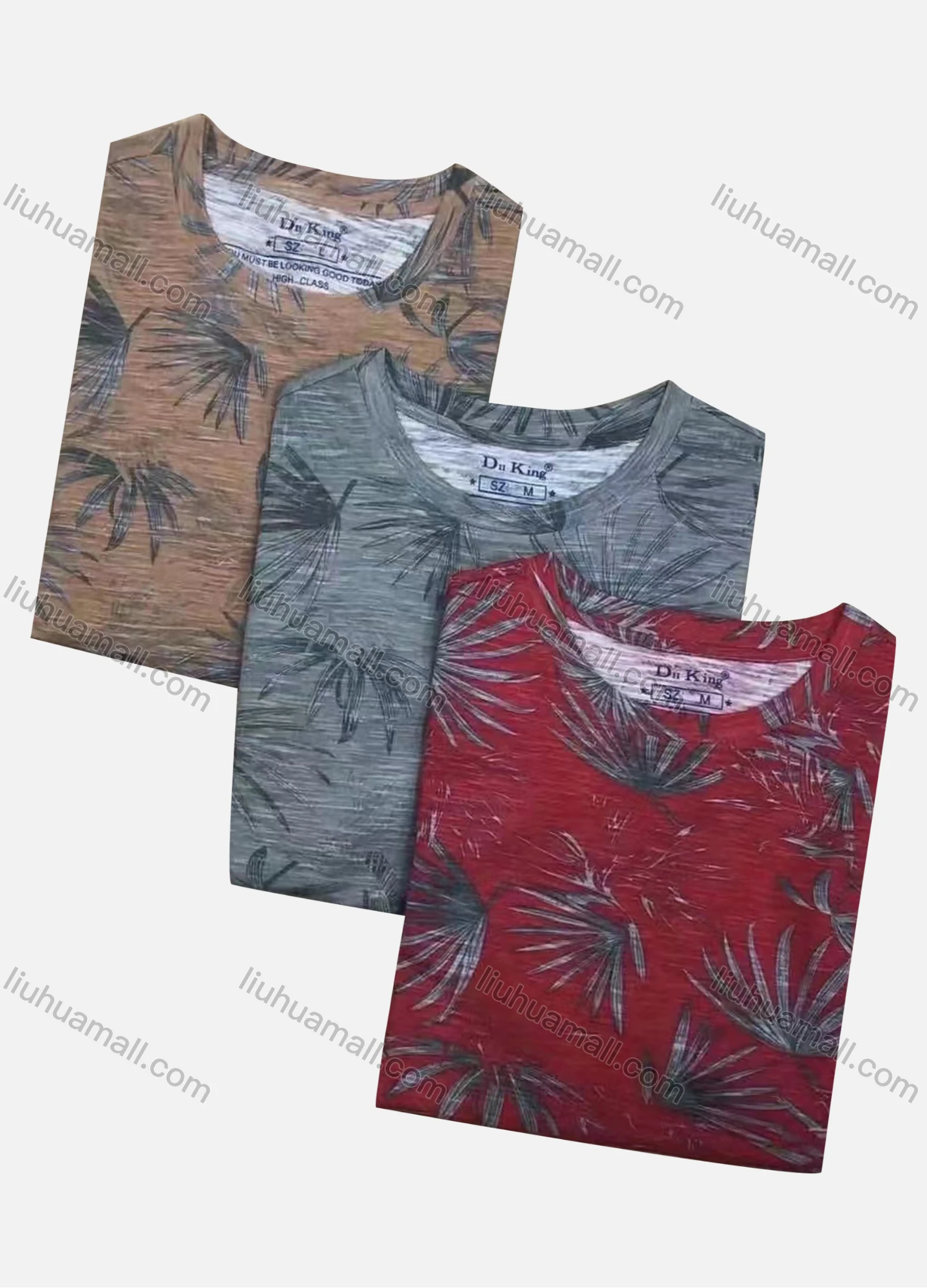 Wholesale Men's Casual Allover Print Round Neck Short Sleeve 100% Cotton Tee - Liuhuamall