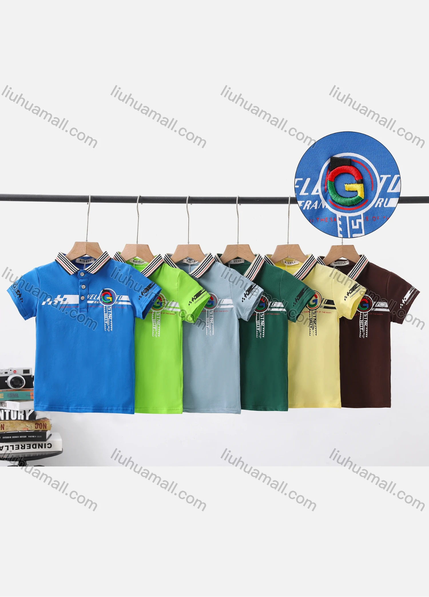 Wholesale Boy's Casual Striped Print Short Sleeve Modal Cotton Polo Shirt - Liuhuamall