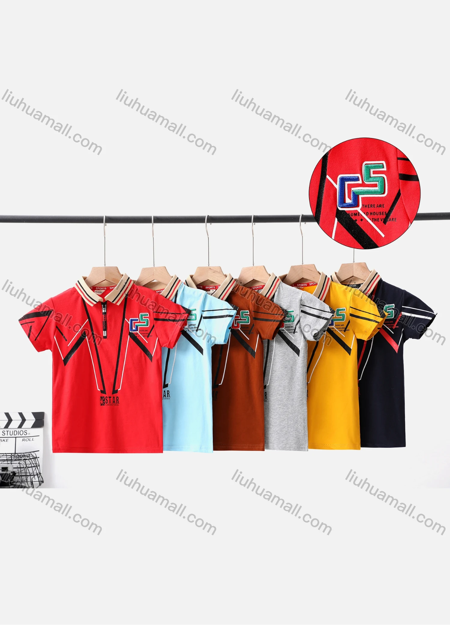 Wholesale Boy's Casual Striped Print Short Sleeve Modal Cotton Polo Shirt - Liuhuamall