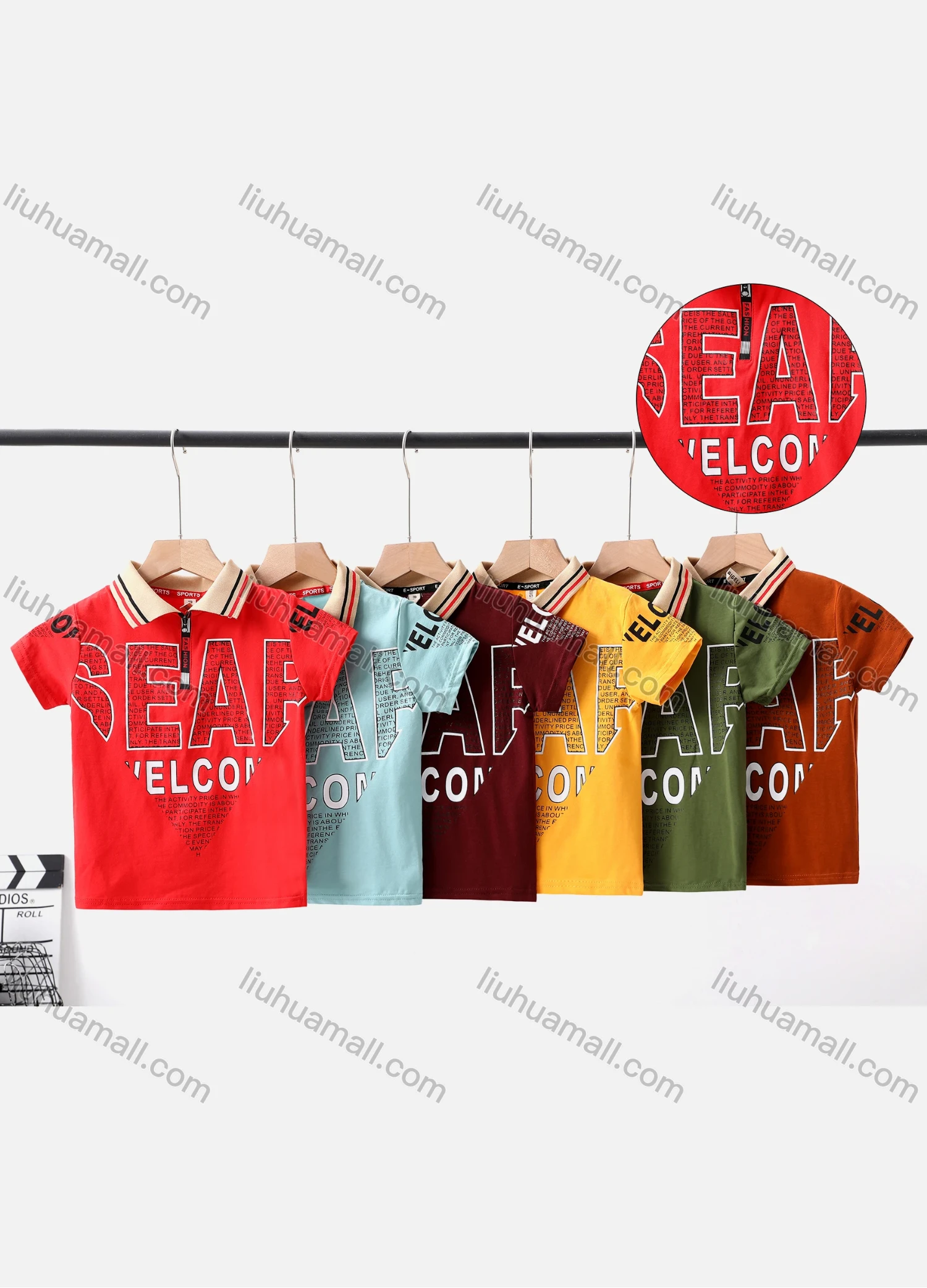 Wholesale Boy's Casual Letter Print Short Sleeve Modal Cotton Polo Shirt - Liuhuamall