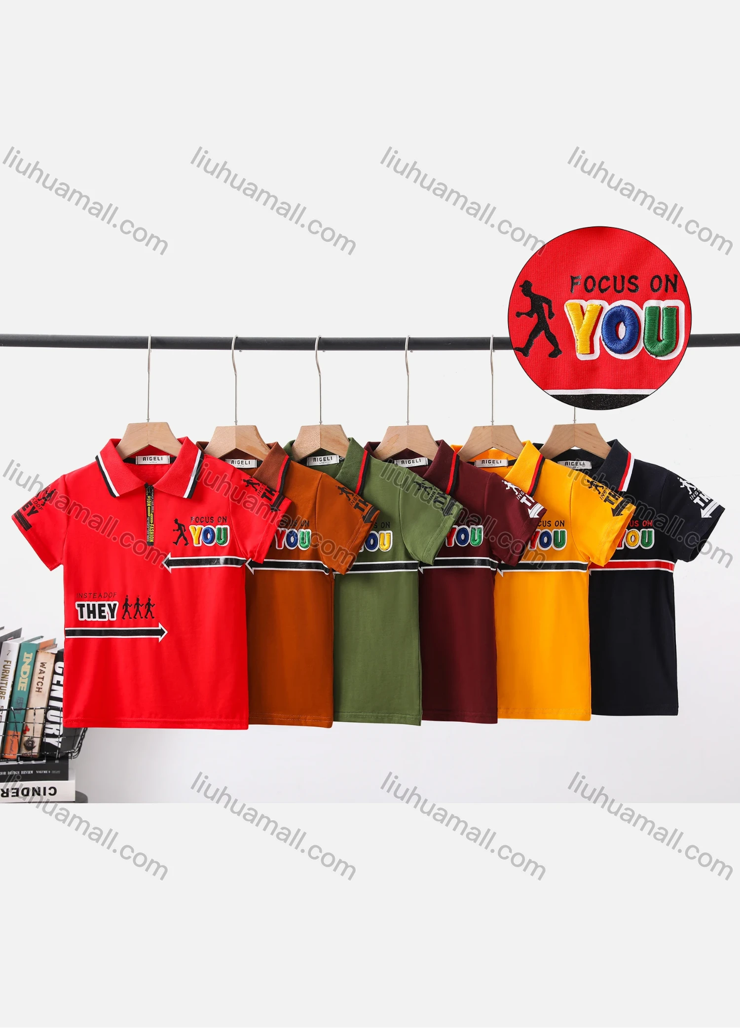 Wholesale Boy's Casual Letter Print Short Sleeve Modal Cotton Polo Shirt - Liuhuamall