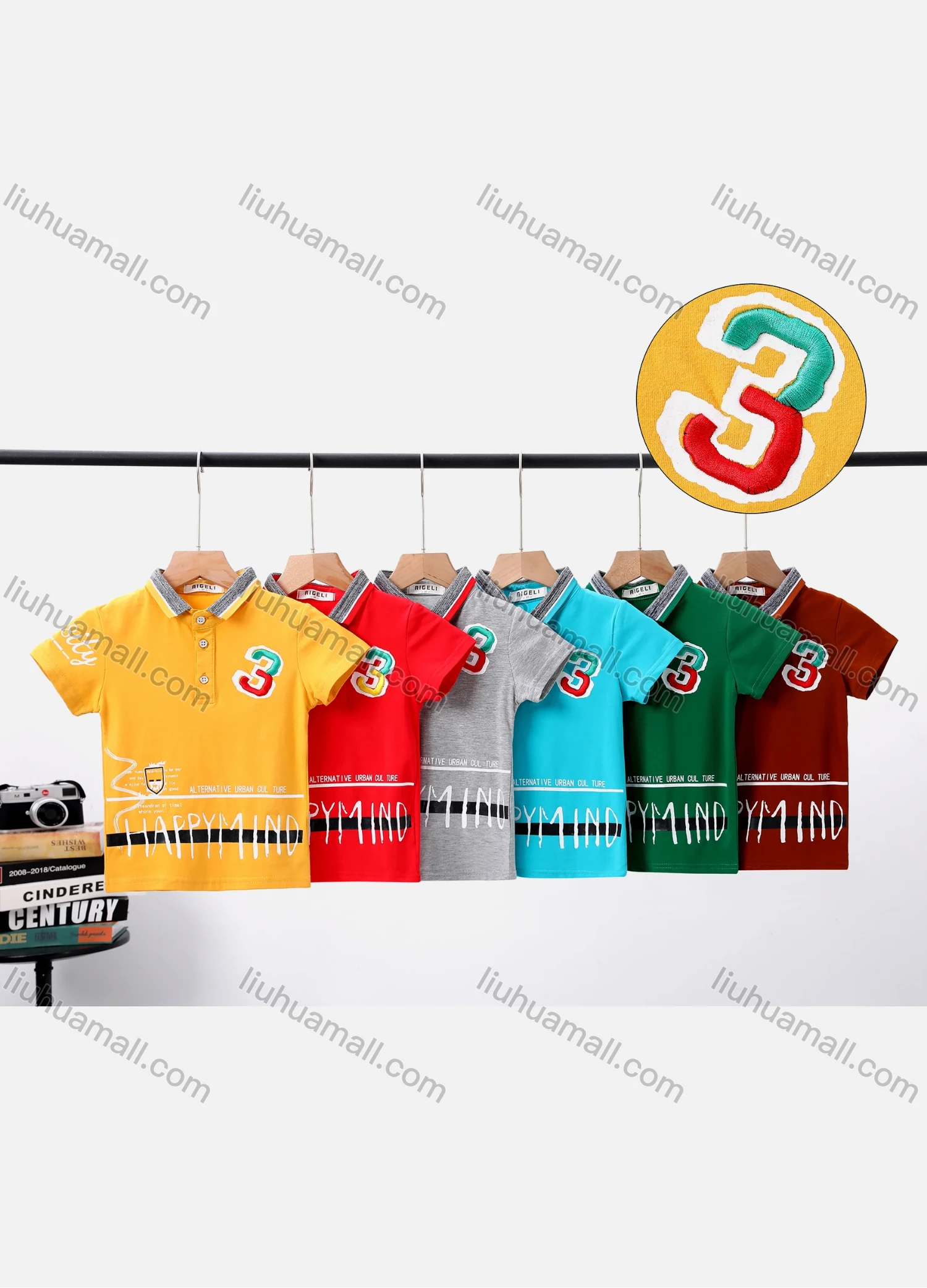 Wholesale Boy's Casual Letter Print Short Sleeve Modal Cotton Polo Shirt - Liuhuamall