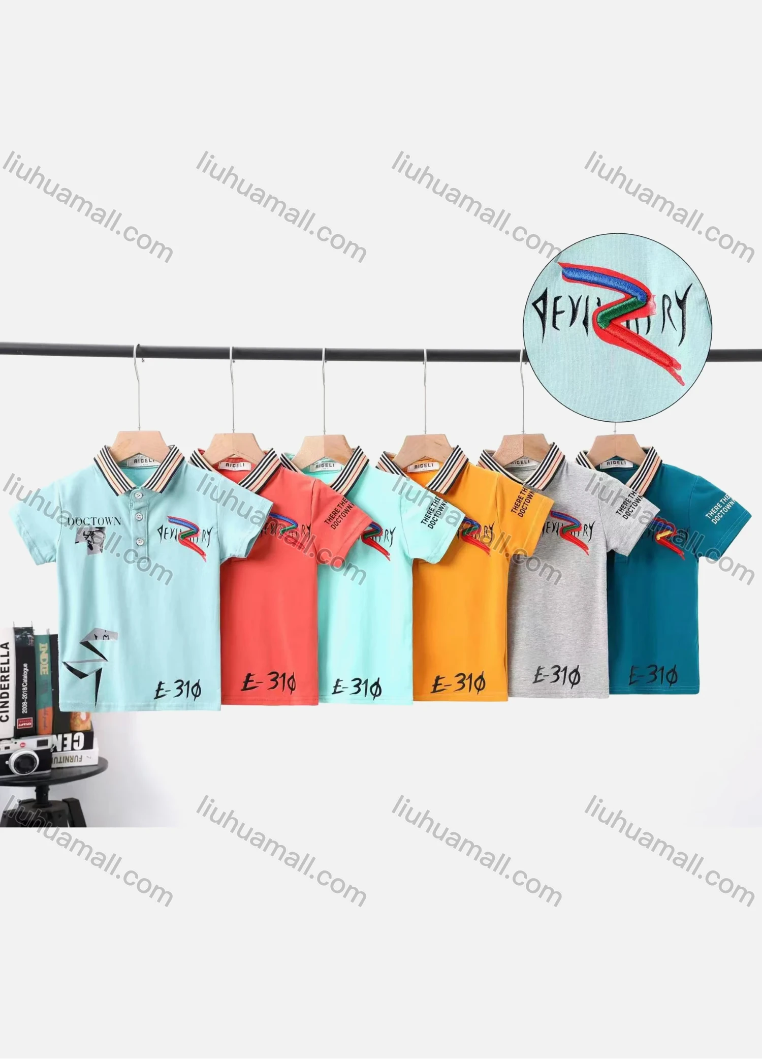 Wholesale Boy's Casual Letter Print Short Sleeve Modal Cotton Polo Shirt - Liuhuamall