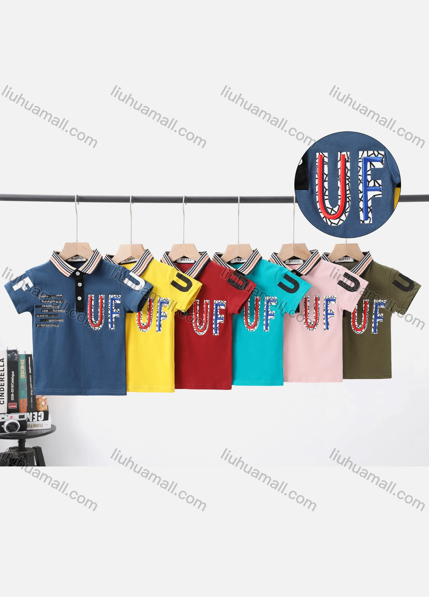 Wholesale Boy's Casual Letter Print Short Sleeve Modal Cotton Polo Shirt - Liuhuamall