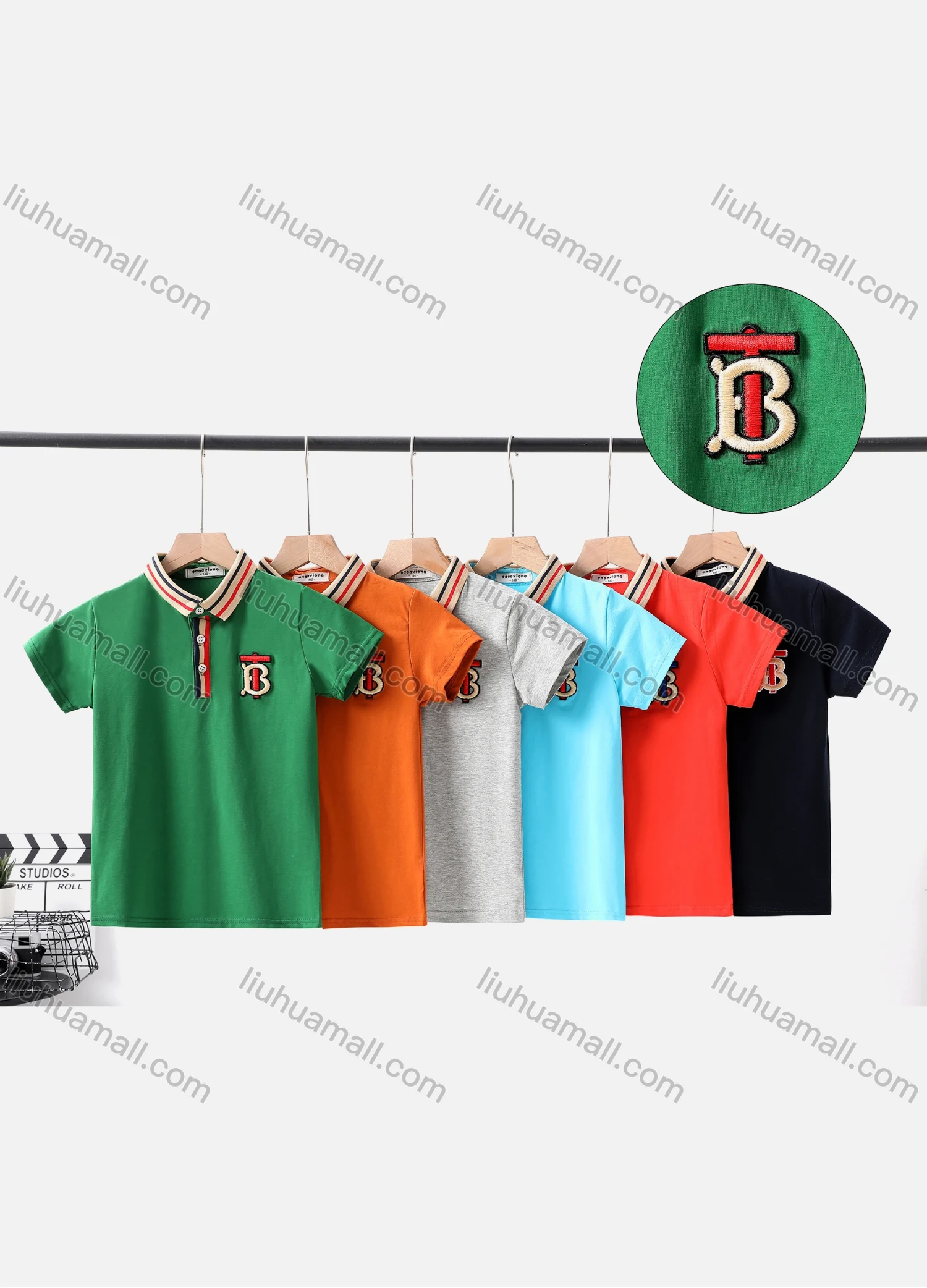 Wholesale Boy's Casual Striped Trim Short Sleeve Modal Cotton Polo Shirt - Liuhuamall