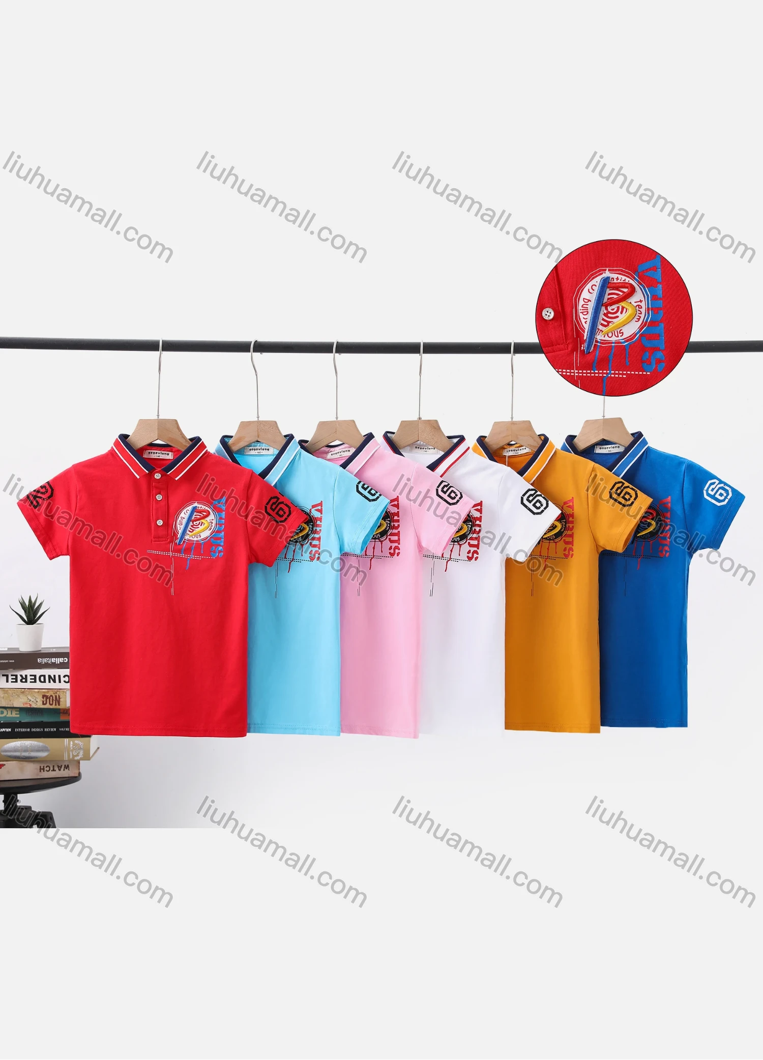 Wholesale Boy's Casual Letter Print Short Sleeve Modal Cotton Polo Shirt - Liuhuamall