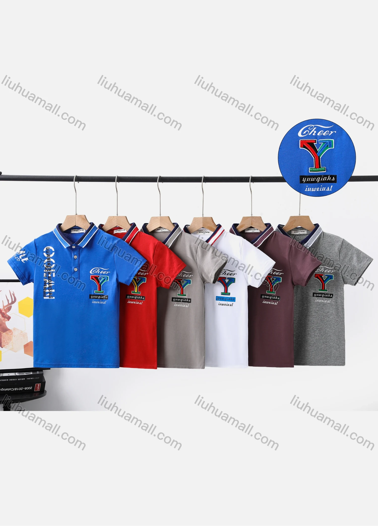 Wholesale Boy's Casual Letter Print Short Sleeve Modal Cotton Polo Shirt - Liuhuamall