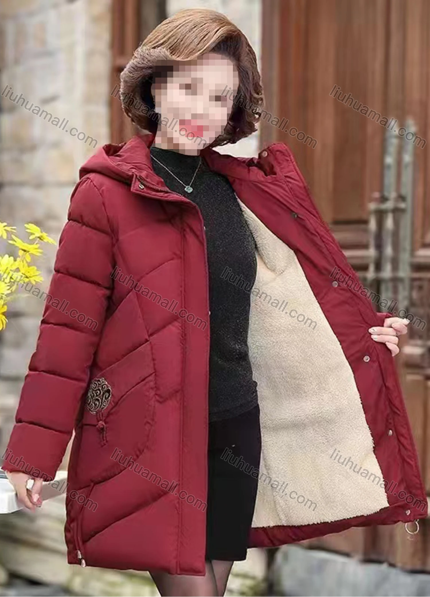 Wholesale Women's Casual Hooded Long Sleeve Fleece Lined Plain Quilted Puffer Coat - Liuhuamall