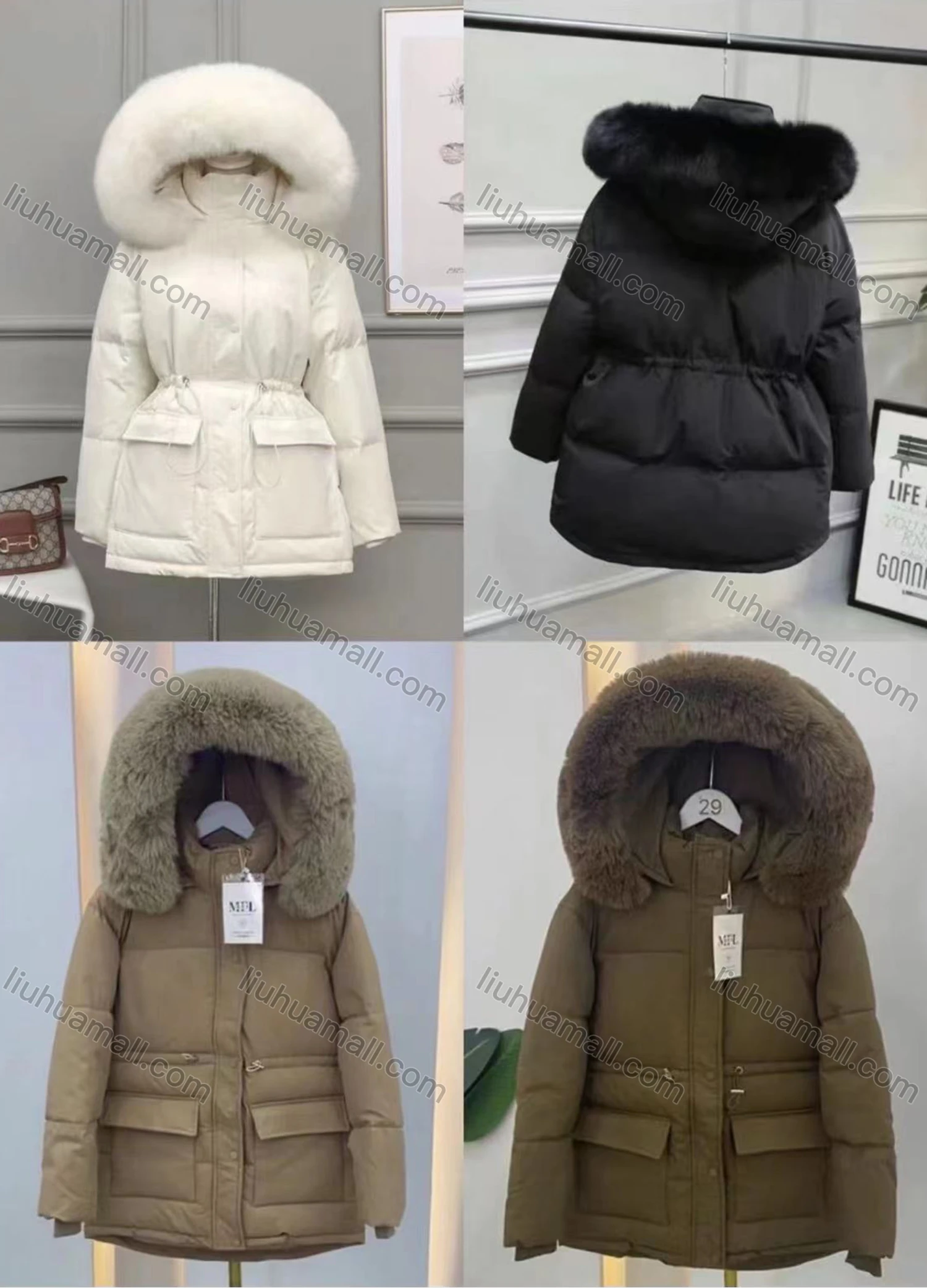 Wholesale Women's Casual Hooded Long Sleeve Faux Wool Plain Puffer Coat - Liuhuamall