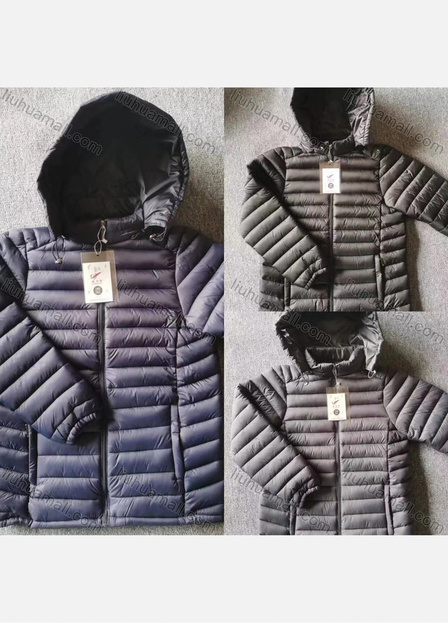 Wholesale Men's Casual Long Sleeve Hooded Zipper Plain Puffer Jacket - Liuhuamall