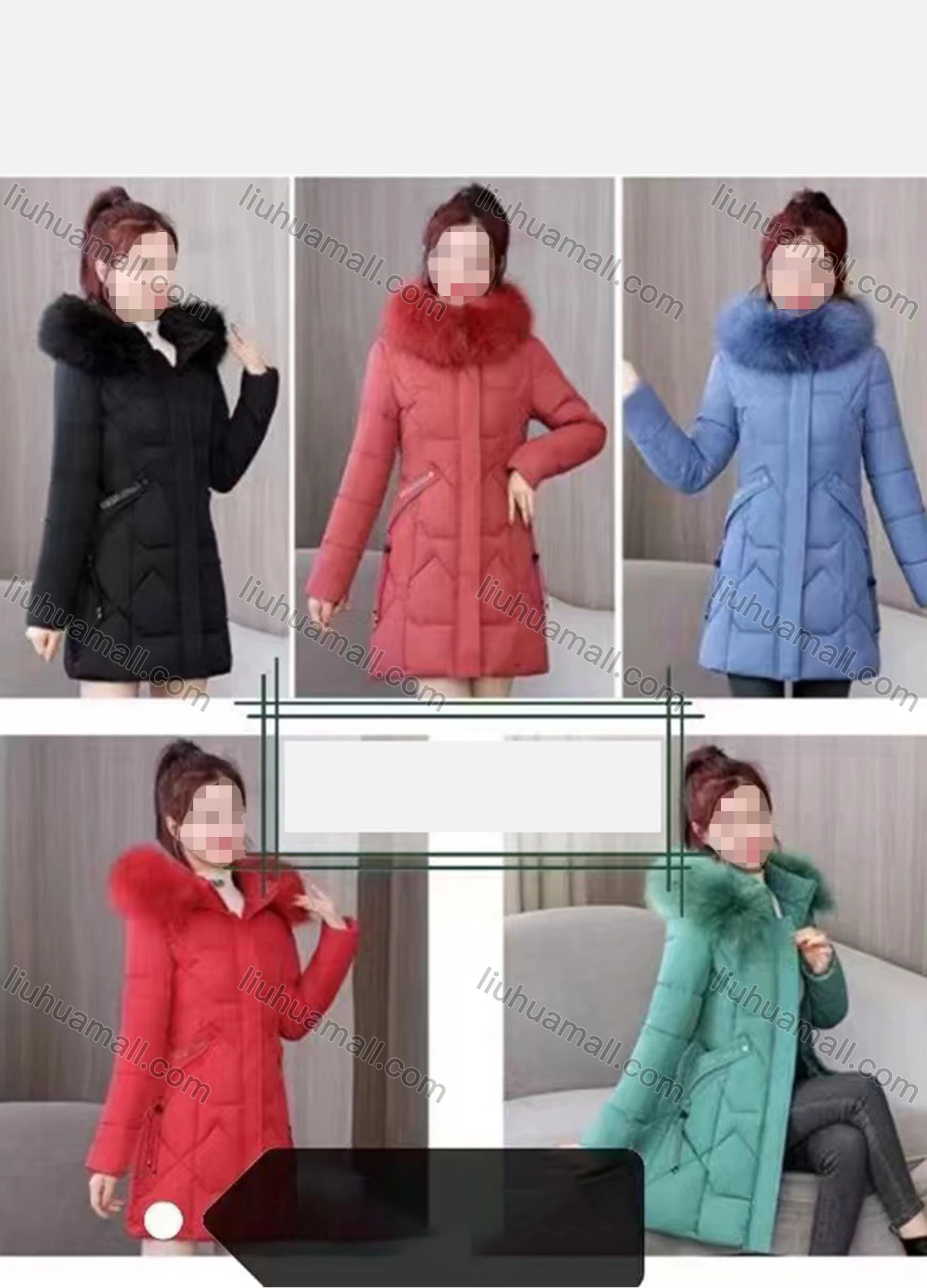 Wholesale Women's Casual Faux Fur Hood Zipper Puffer Coat - Liuhuamall