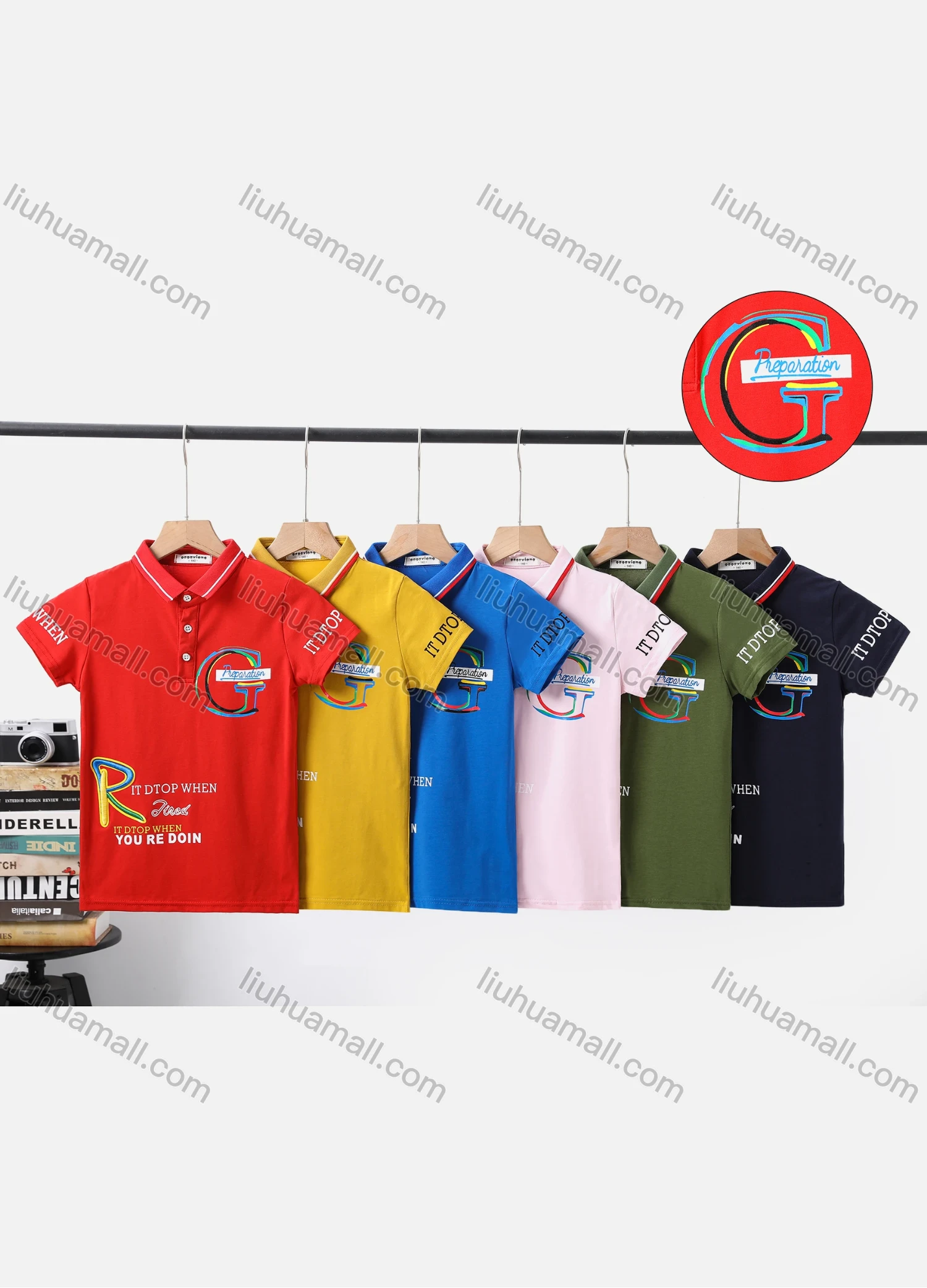 Wholesale Boy's Casual Letter Print Short Sleeve Modal Cotton Polo Shirt - Liuhuamall