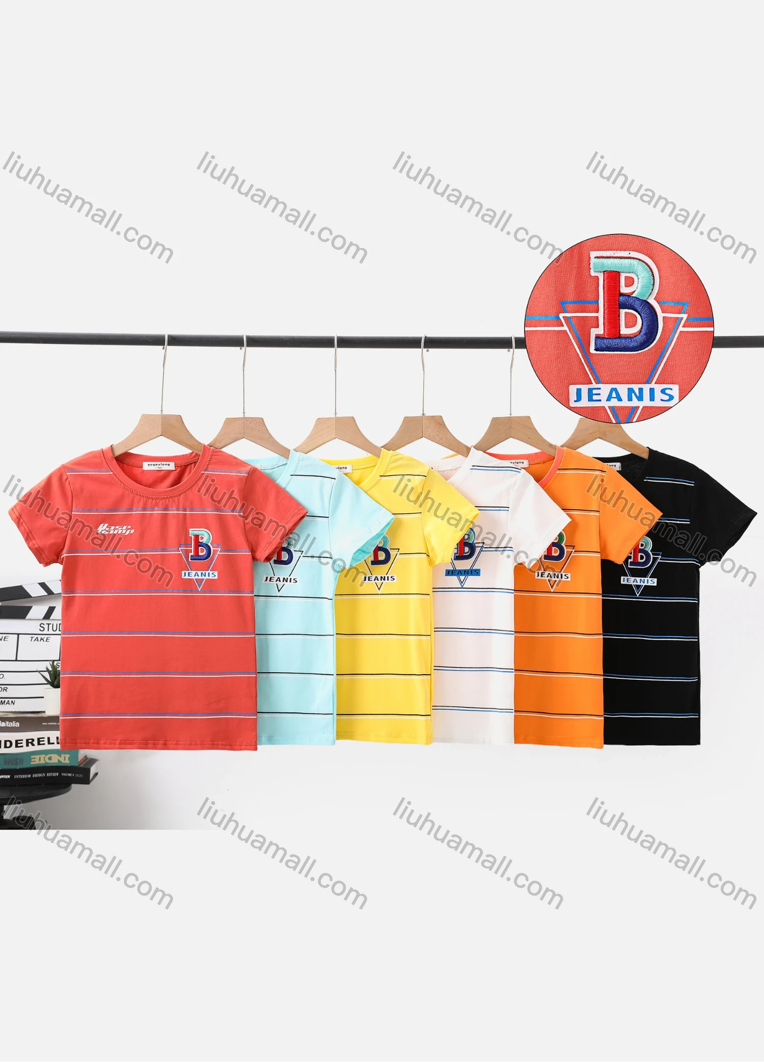Wholesale Boy's Casual Striped Round Neck Short Sleeve Modal Cotton Tee - Liuhuamall