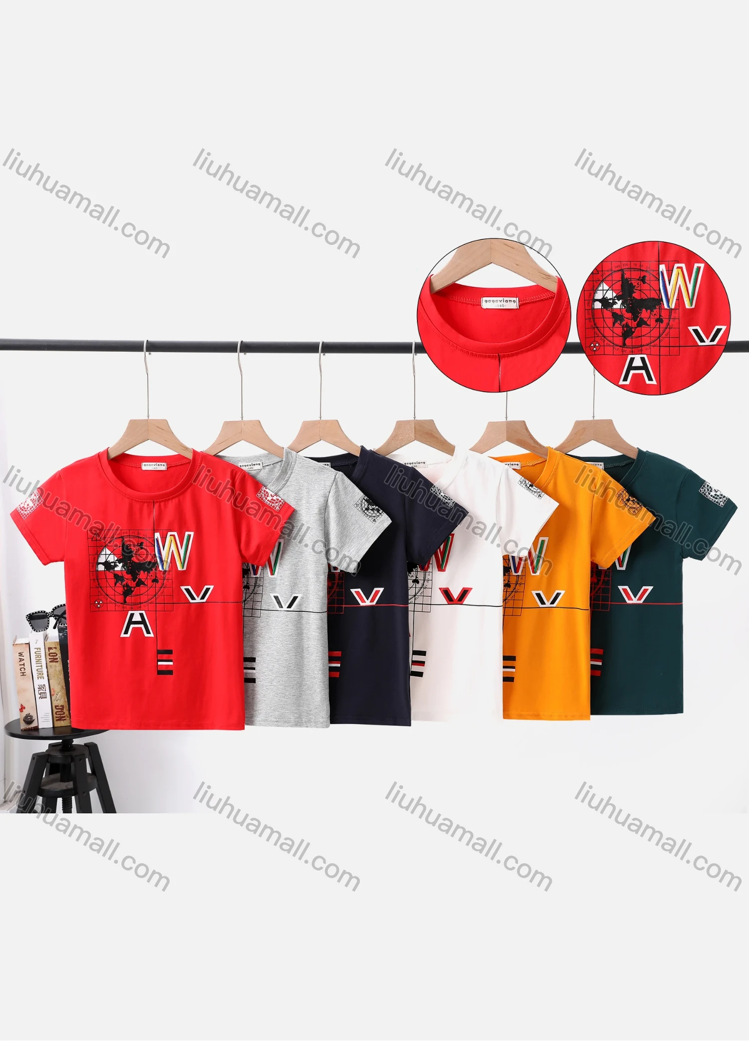 Wholesale Boy's Casual Graphic & Letter Print Round Neck Short Sleeve Modal Cotton Tee - Liuhuamall