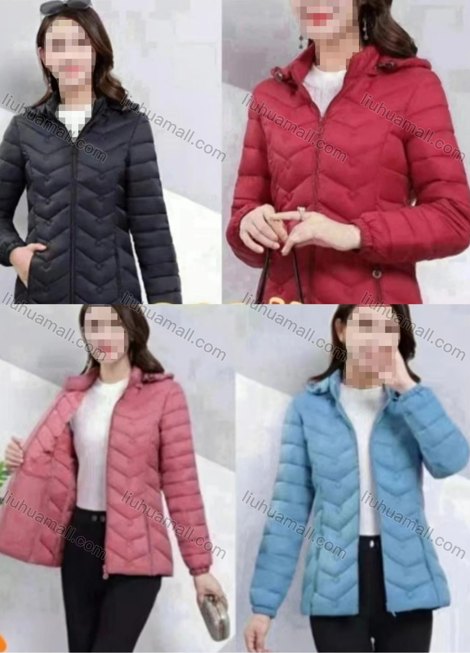 Wholesale Women's Casual Hooded Long Sleeve Zipper Plain Puffer Jacket - Liuhuamall