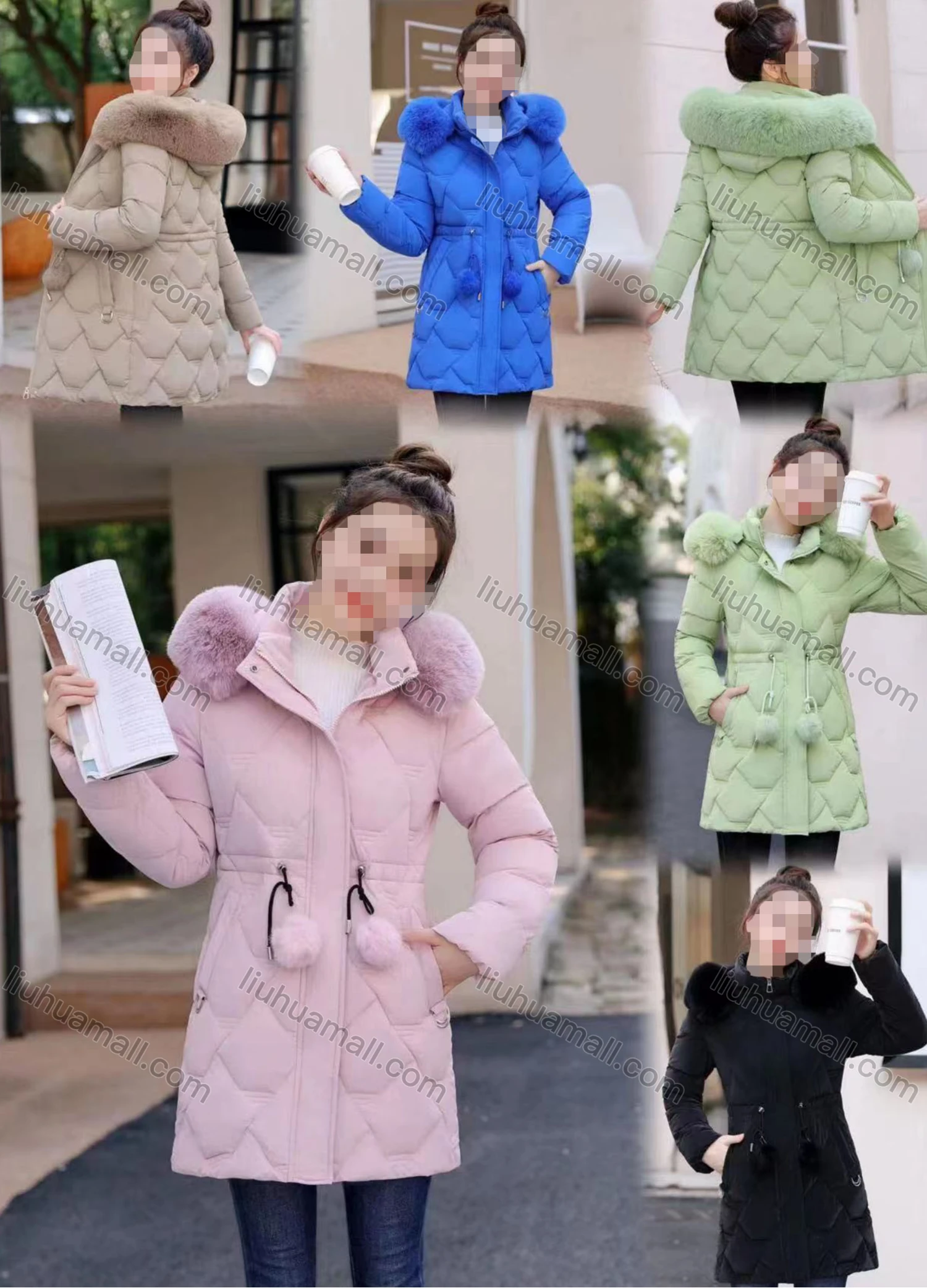 Wholesale Women's Casual Hooded Long Sleeve Zipper Plain Quilted Puffer Coat - Liuhuamall