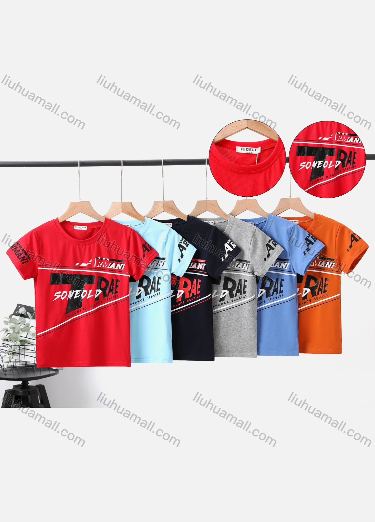 Wholesale Boy's Casual Letter Print Round Neck Short Sleeve Modal Cotton Tee - Liuhuamall