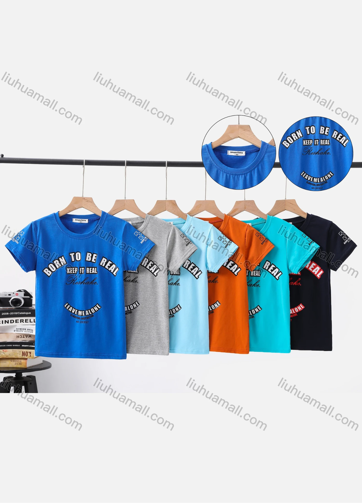 Wholesale Boy's Casual Letter Print Round Neck Short Sleeve Modal Cotton Tee - Liuhuamall