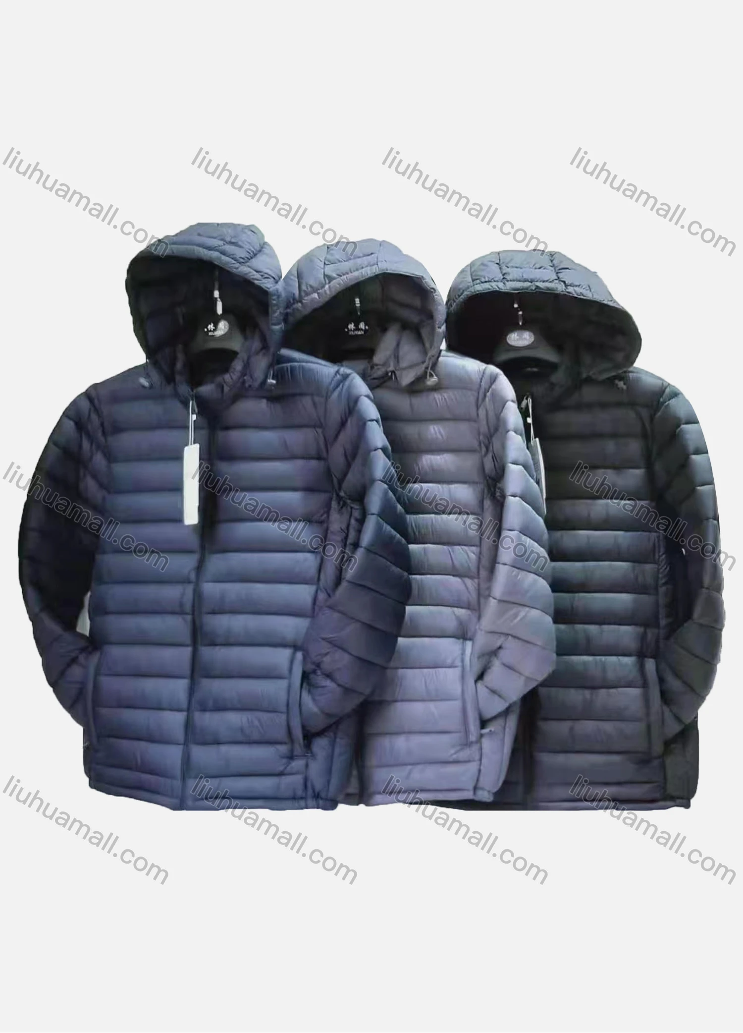 Wholesale Men's Casual Hooded Long Sleeve Zipper Plain Puffer Jacket - Liuhuamall