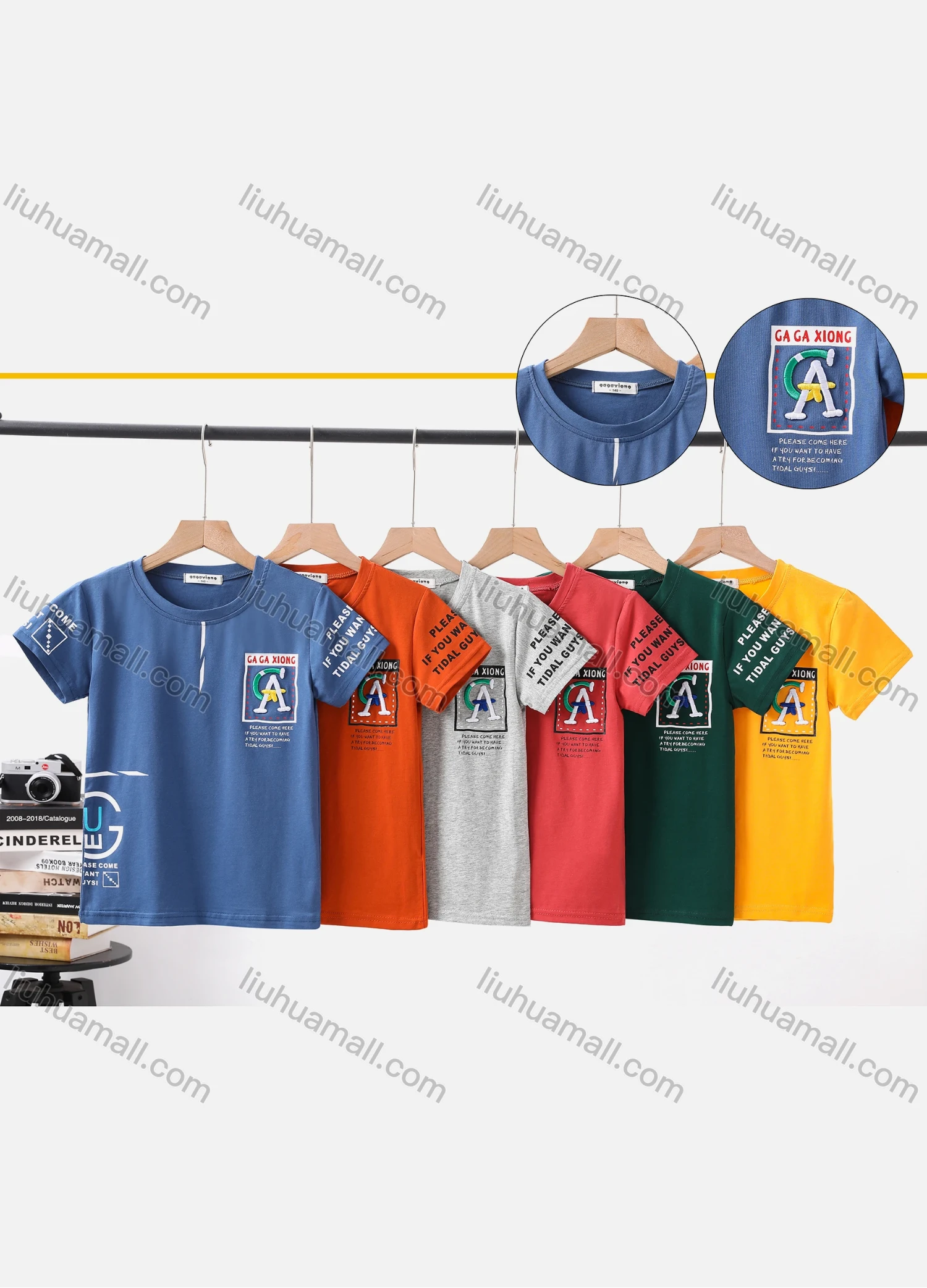 Wholesale Boy's Casual Letter Print Round Neck Short Sleeve Modal Cotton Tee - Liuhuamall