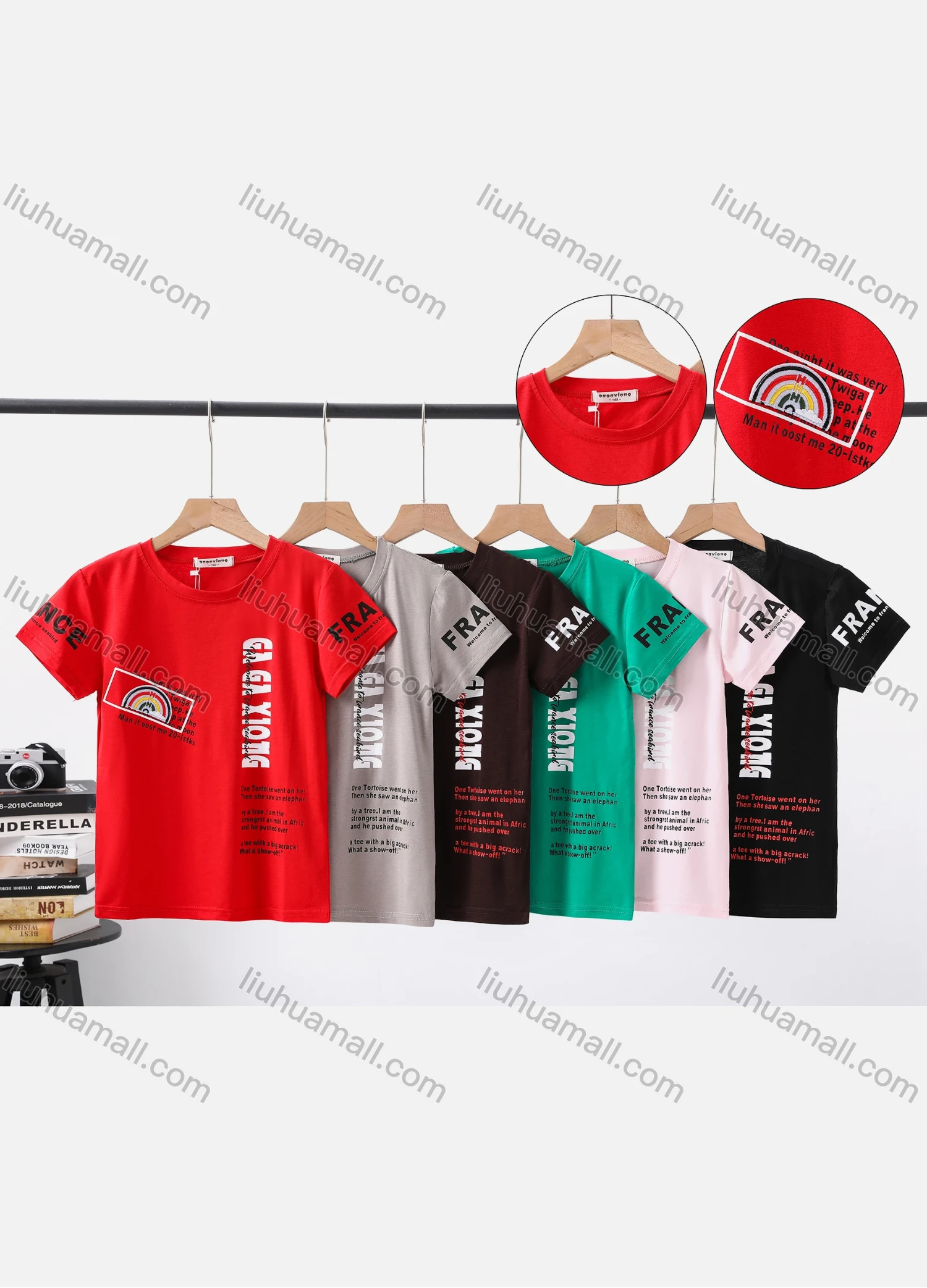 Wholesale Boy's Casual Letter Print Round Neck Short Sleeve Modal Cotton Tee - Liuhuamall