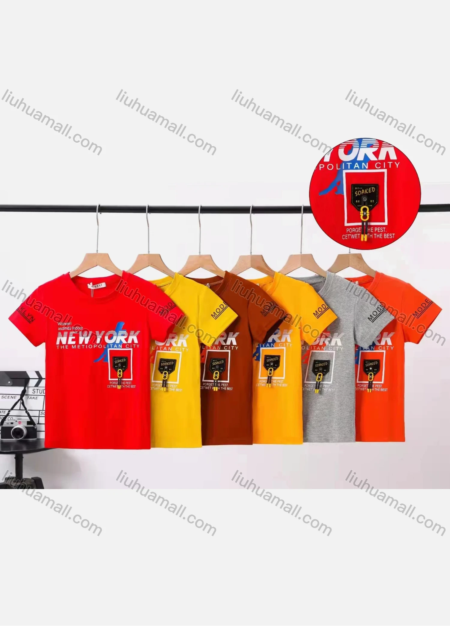 Wholesale Boy's Casual Letter Print Round Neck Short Sleeve Modal Cotton Tee - Liuhuamall