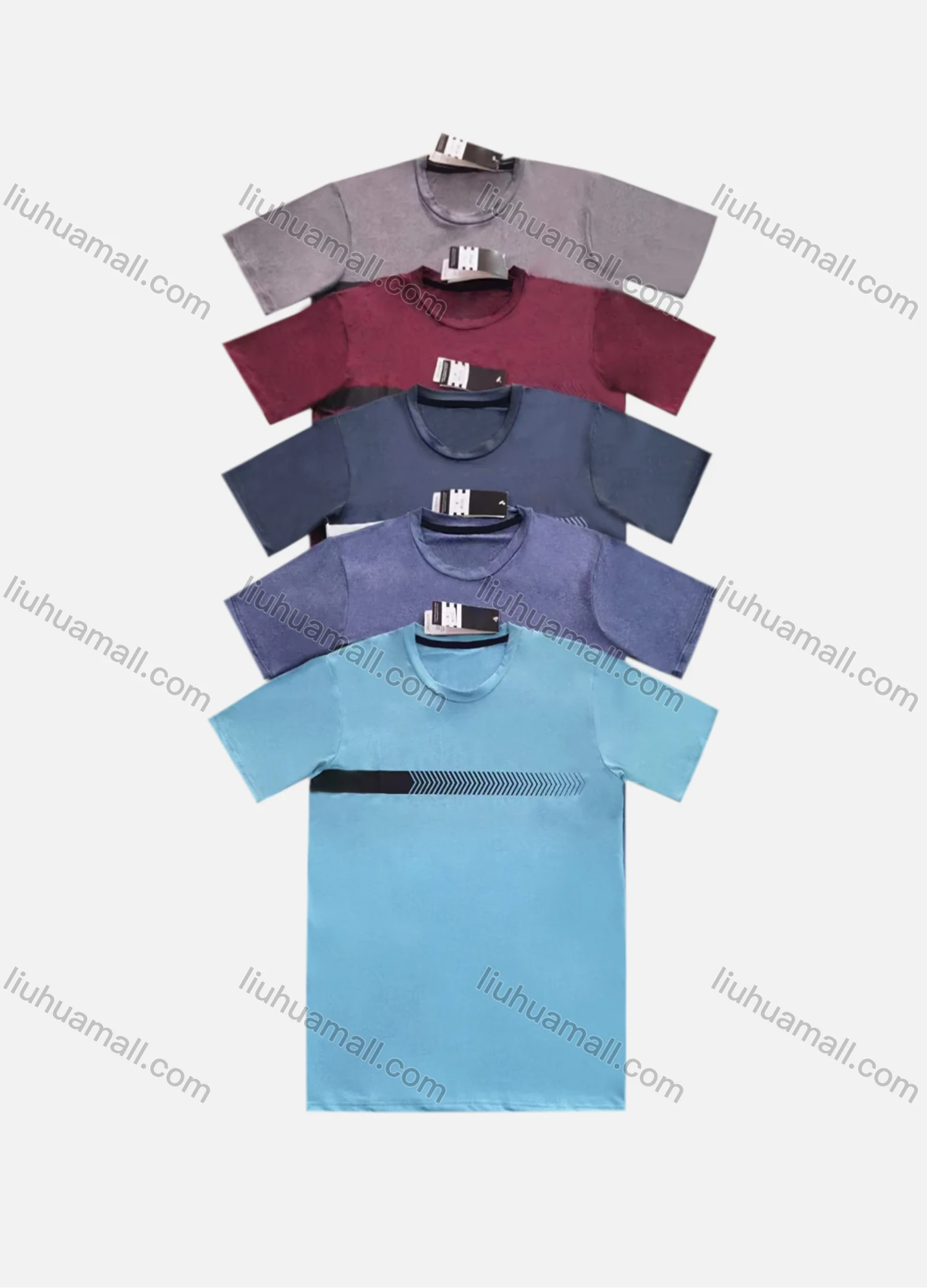 Wholesale Men's Athletic Short Sleeve Quick Dry Breathable Striped Round Neck T-shirts - Liuhuamall