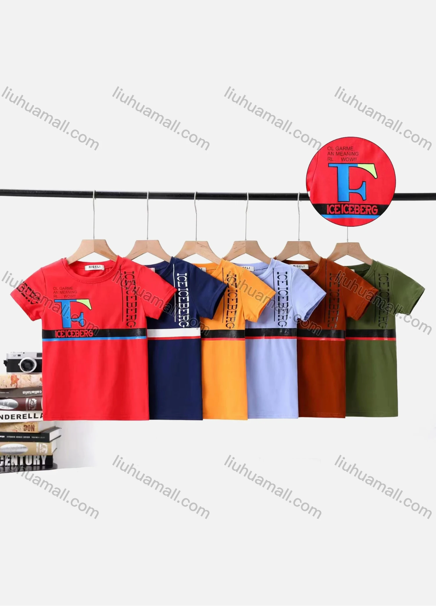 Wholesale Boy's Casual Striped Number & Letter Print Round Neck Short Sleeve Modal Cotton Tee - Liuhuamall