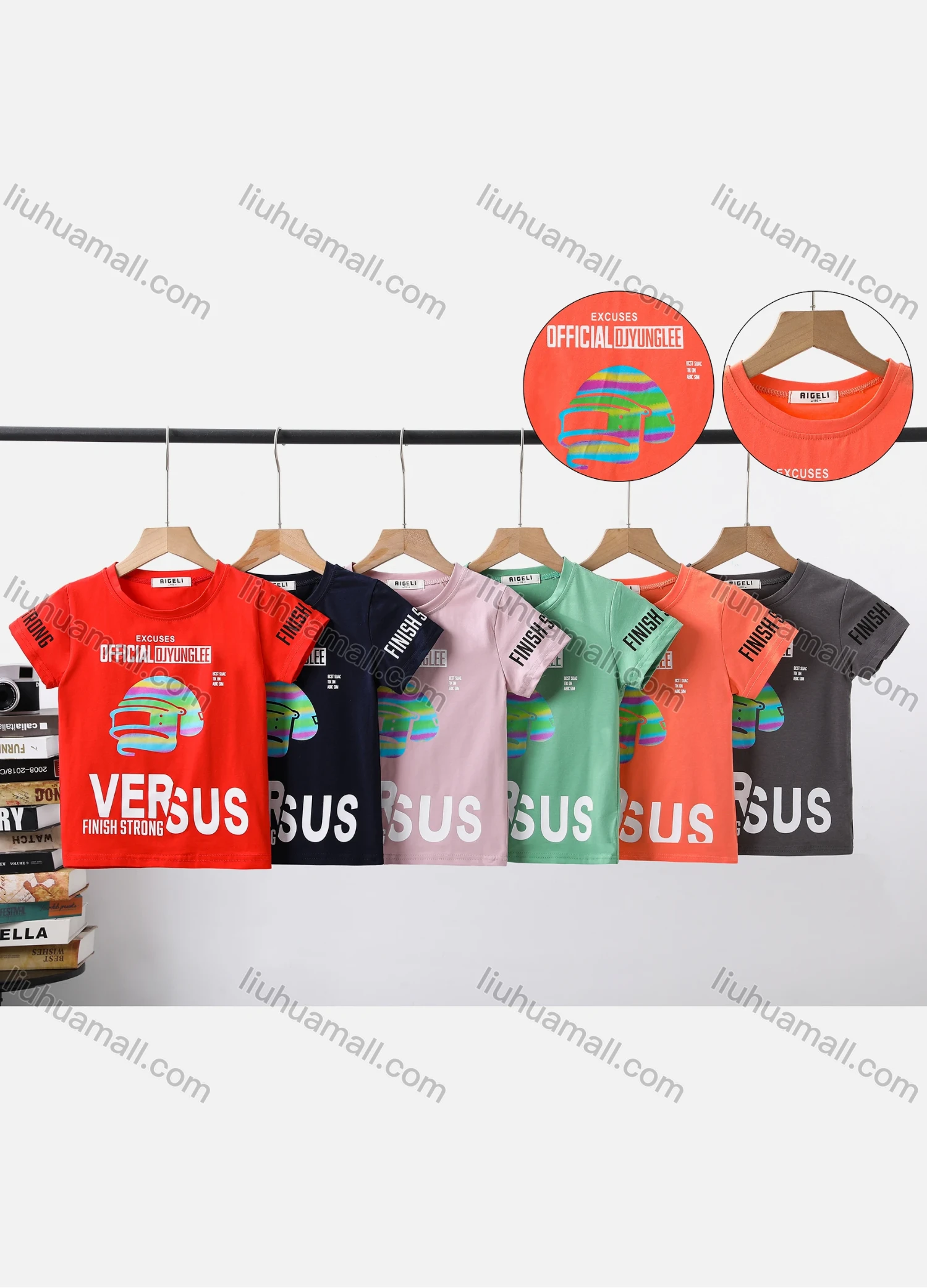 Wholesale Boy's Casual Letter Print Round Neck Short Sleeve Modal Cotton Tee - Liuhuamall