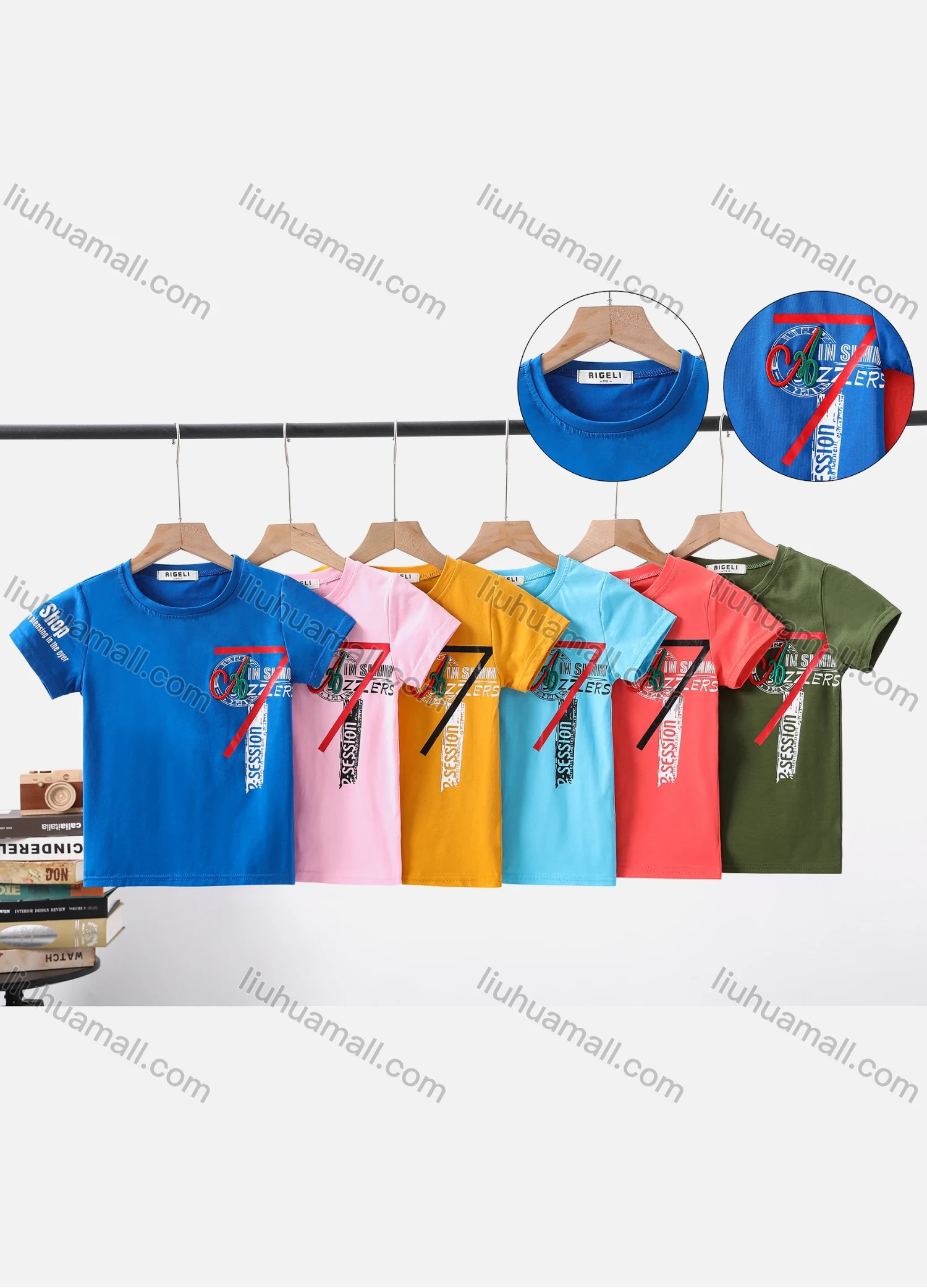 Wholesale Boy's Casual Letter Print Round Neck Short Sleeve Modal Cotton Tee - Liuhuamall